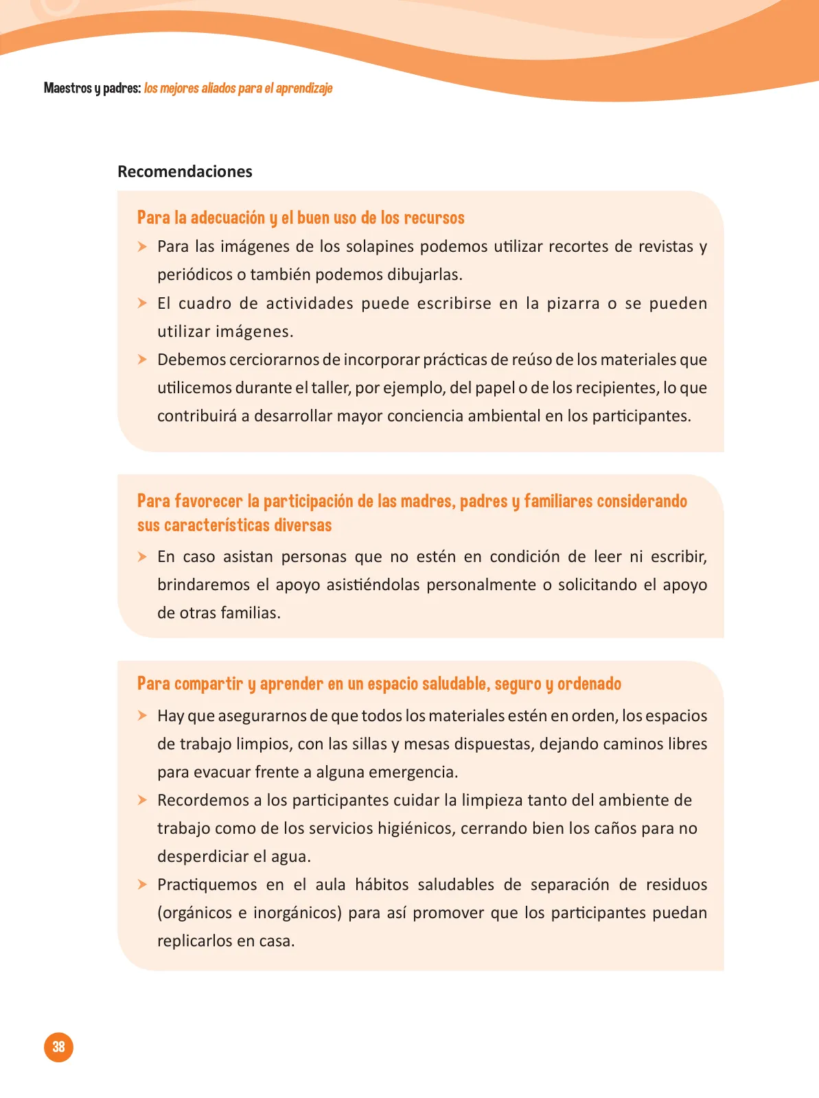 Miniatura página 40 de Guía para el trabajo docente con las familias del ciclo IV de Primaria · 2016