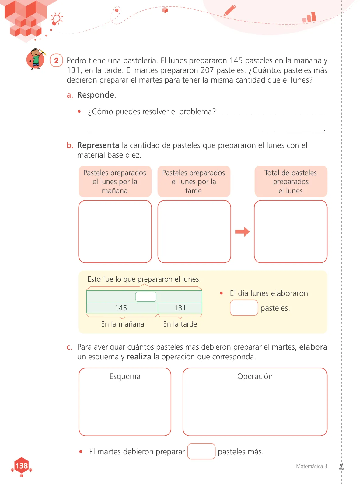 Página 140 de Matemática 3 : cuaderno de trabajo para tercer grado de Educación Primaria 2019 · 2019