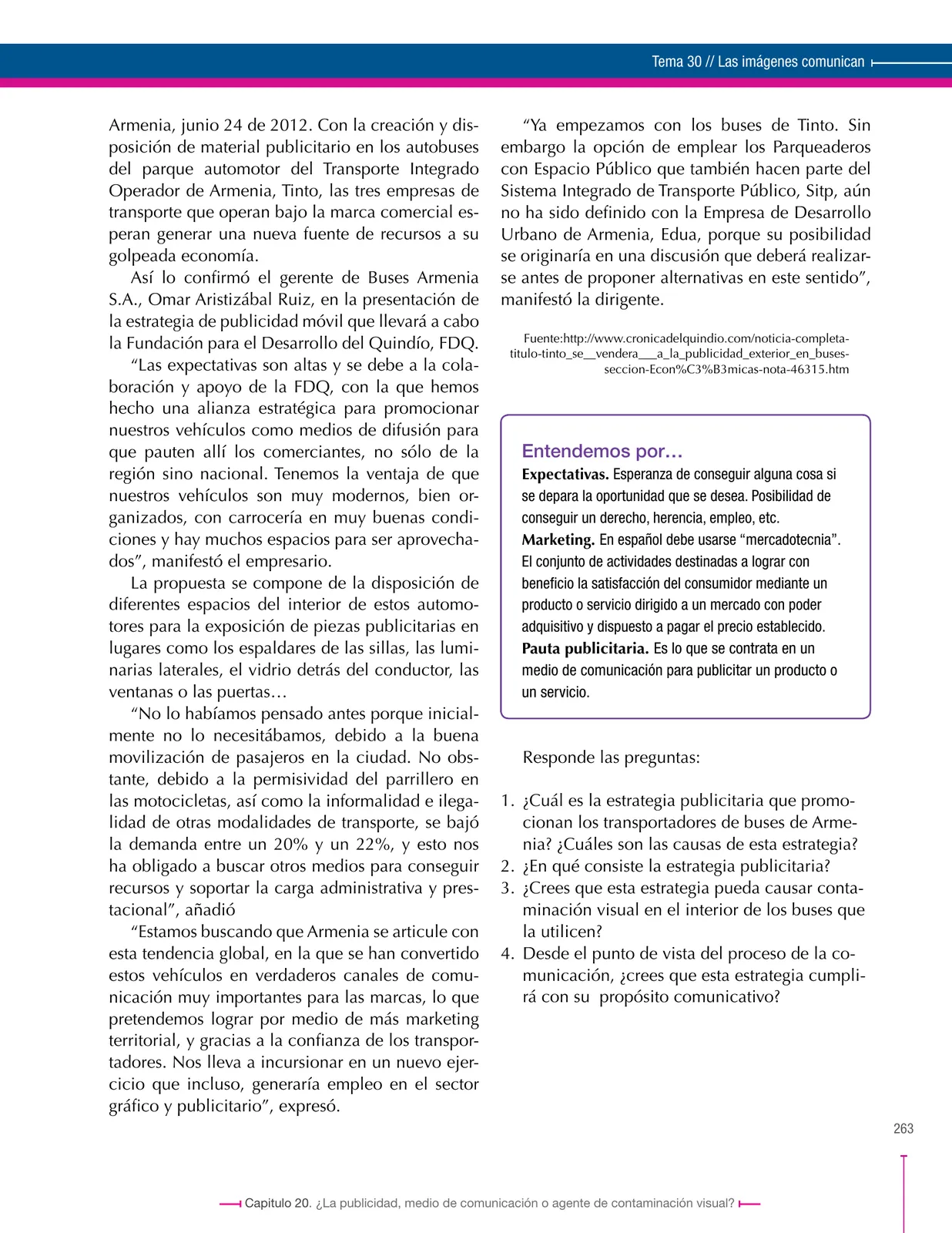 Página 263 de Lenguaje 8° · Secundaria Activa