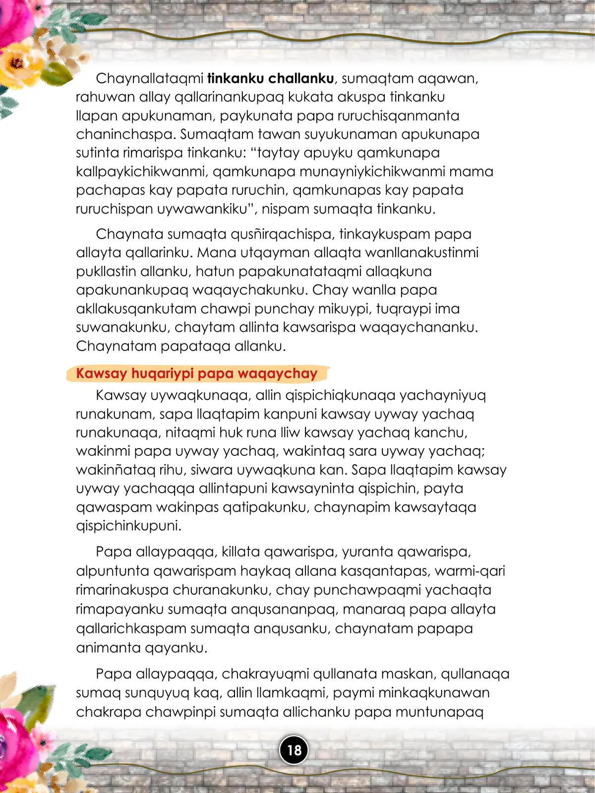 Página 20 de Llaqtanchikpa kawsayninkuna - Chanka : saberes de los pueblos - Comunicación y Ciencia y Tecnología quechua, variante Chanca · 2021