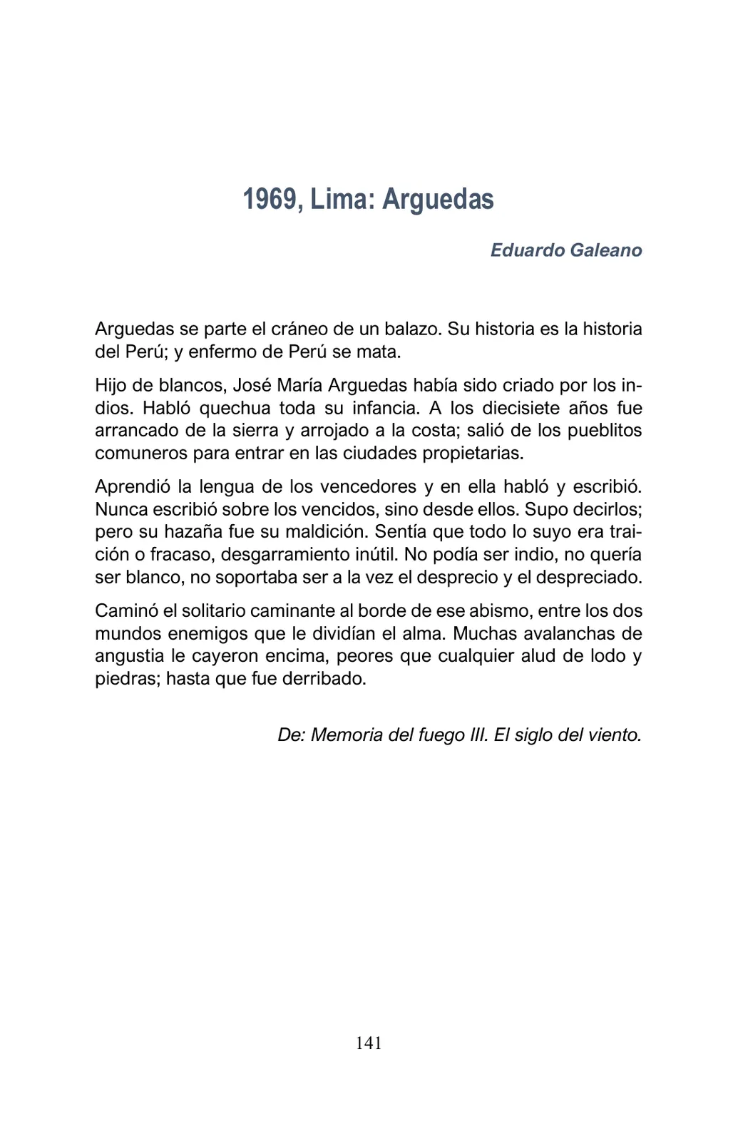 Página 141 de Arguedas, entre el fuego y el amor : textos seleccionados para estudiantes de Educación Básica · 2021