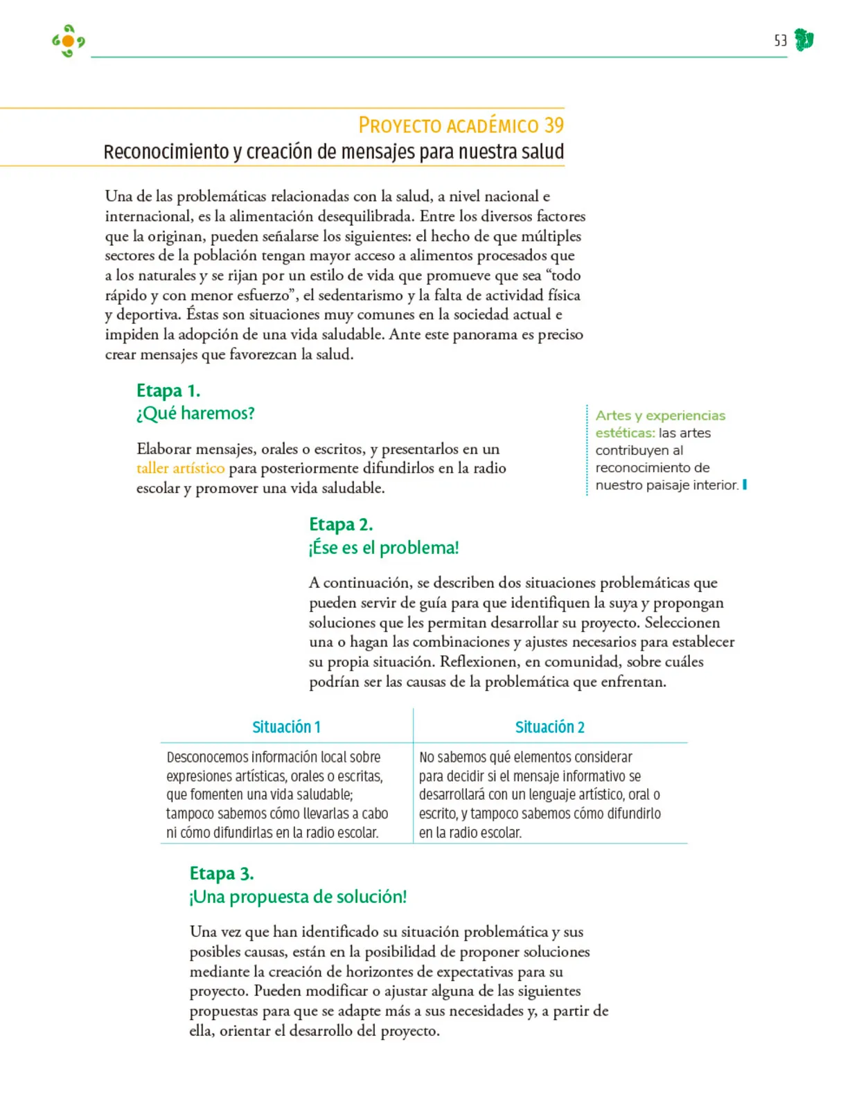 Miniatura página 54 de Colección Sk´asolil. Nuestro libro de Proyectos.  Tomo III.  Libro de Educación Telesecundaria Grado 2°  Ciclo Escolar 2025 - 2026