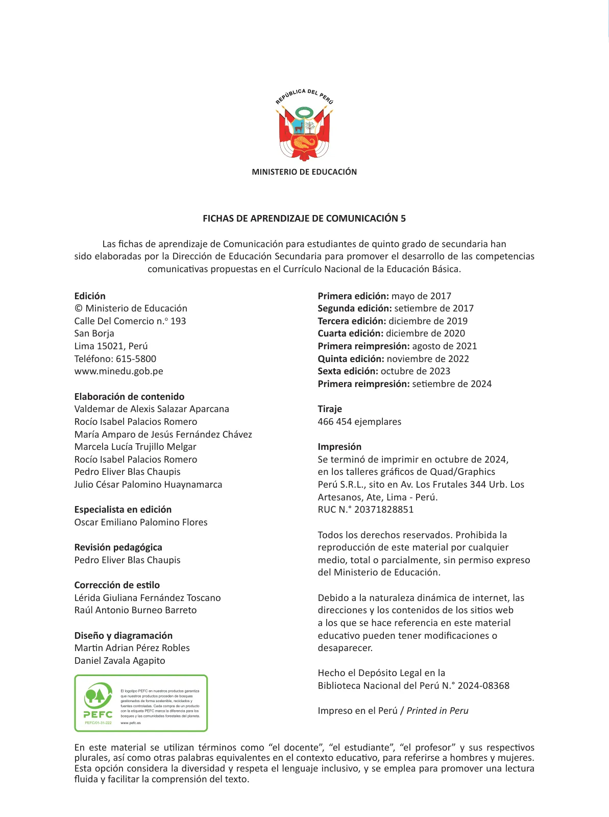 Página 4 de Fichas de aprendizaje de Comunicación 5 · 2024