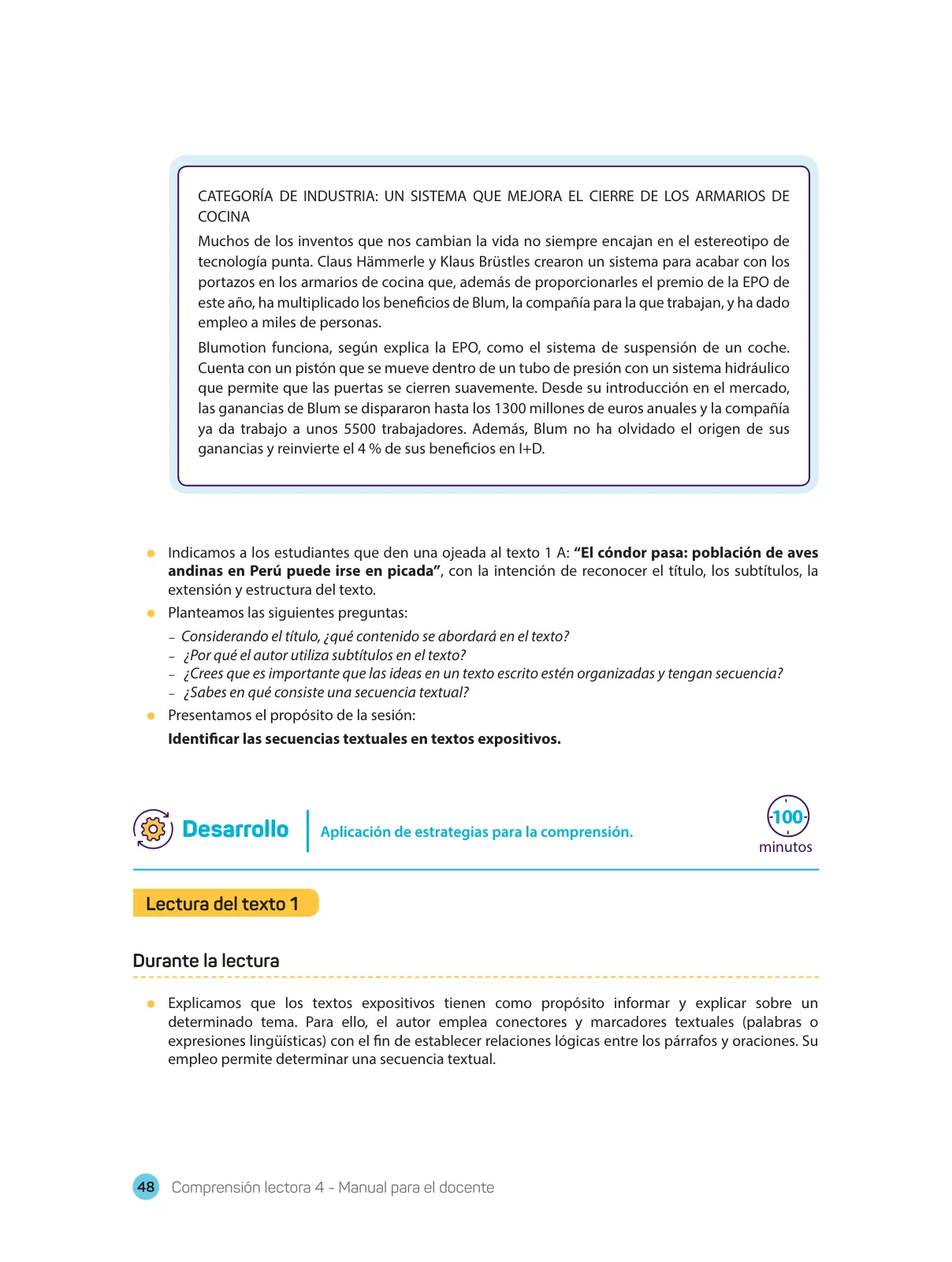 Miniatura página 50 de Comprensión lectora : manual para el docente de cuarto grado de Secundaria 2018 · 2018