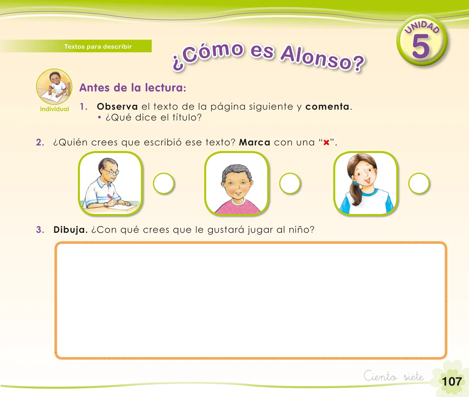 Miniatura página 109 de Comunicación 1 : cuaderno de trabajo para primer grado de Educación Primaria 2019 · 2019