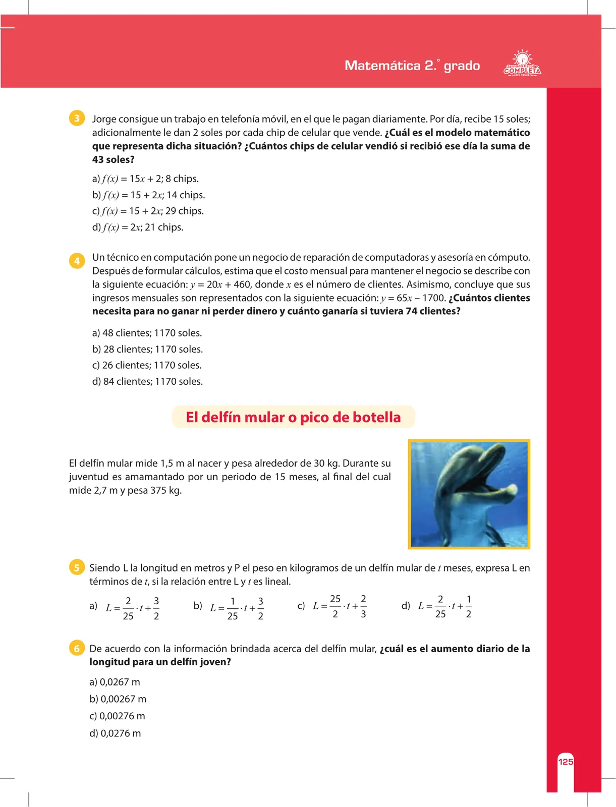 Miniatura página 125 de Matemática 2 : cuaderno de reforzamiento pedagógico - JEC · 2016