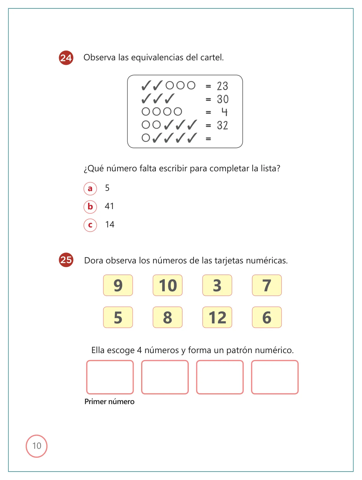Página 10 de Kit de evaluación Salida 2 Demostrando lo que aprendimos : Matemática, tercer trimestre, Segundo grado - Primaria · 2019