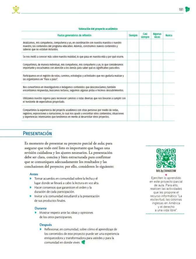 Página 182 de Colección Nanahuatzin. Nuestro libro de Proyectos. Tomo II. Libro de Educación Telesecundaria Grado 3° Ciclo Escolar 2025 - 2026
