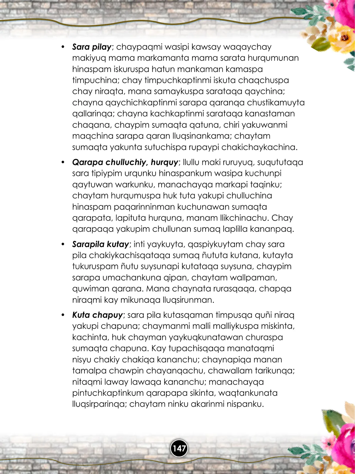 Página 149 de Llaqtanchikpa kawsayninkuna - Chanka : saberes de los pueblos - Comunicación y Ciencia y Tecnología quechua, variante Chanca · 2021