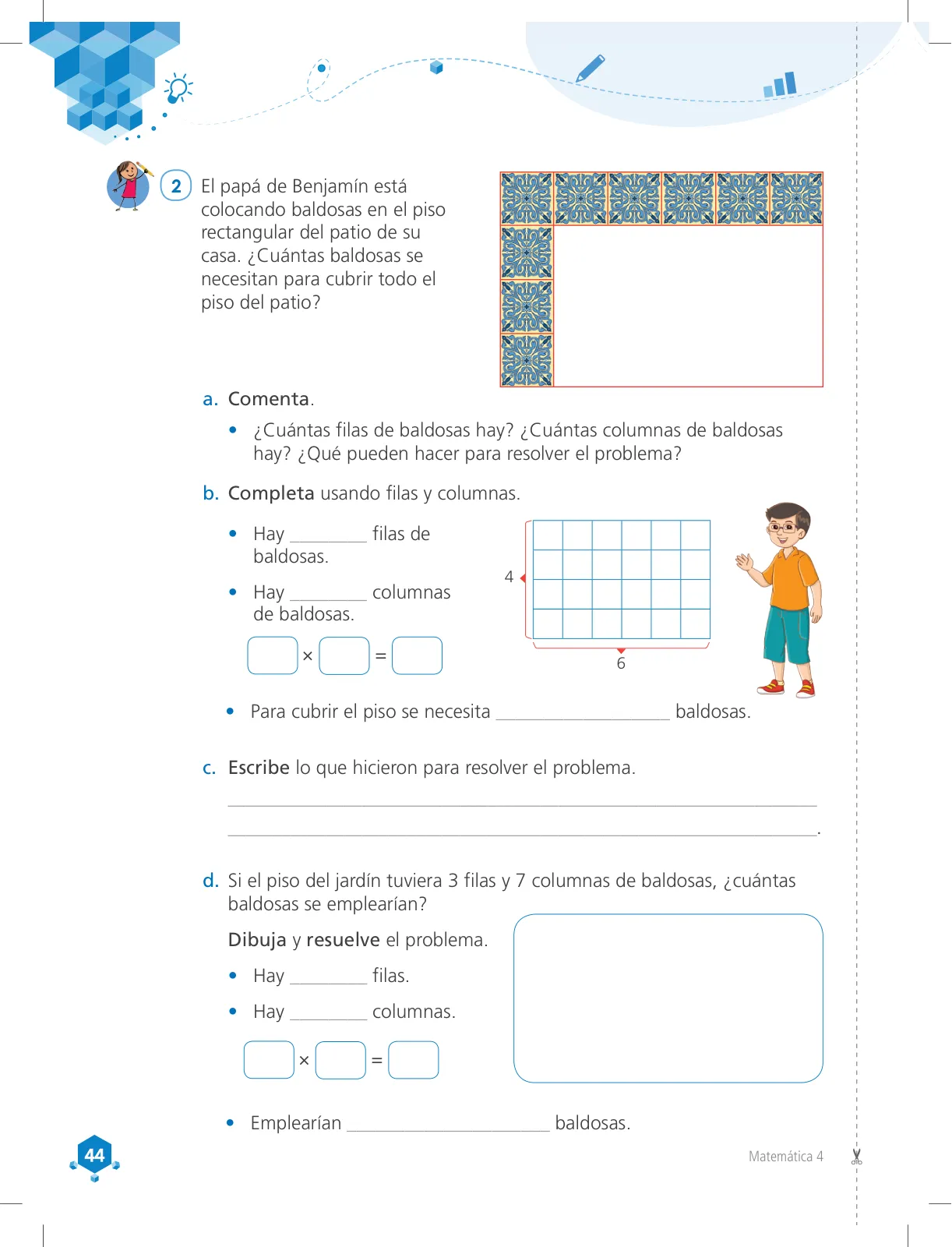 Miniatura página 44 de Matemática 4 : cuaderno de trabajo para cuarto grado de Educación Primaria 2018 · 2018