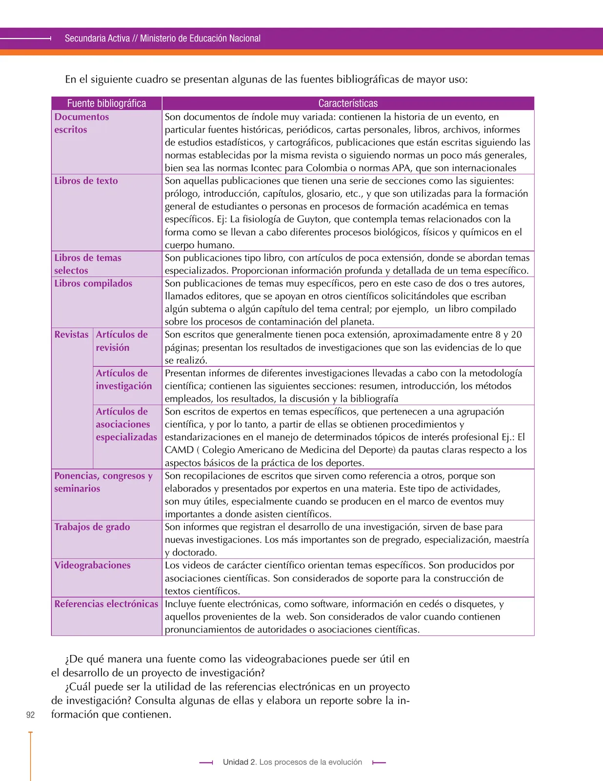 Miniatura página 92 de Ciencias Naturales 9° · Secundaria Activa