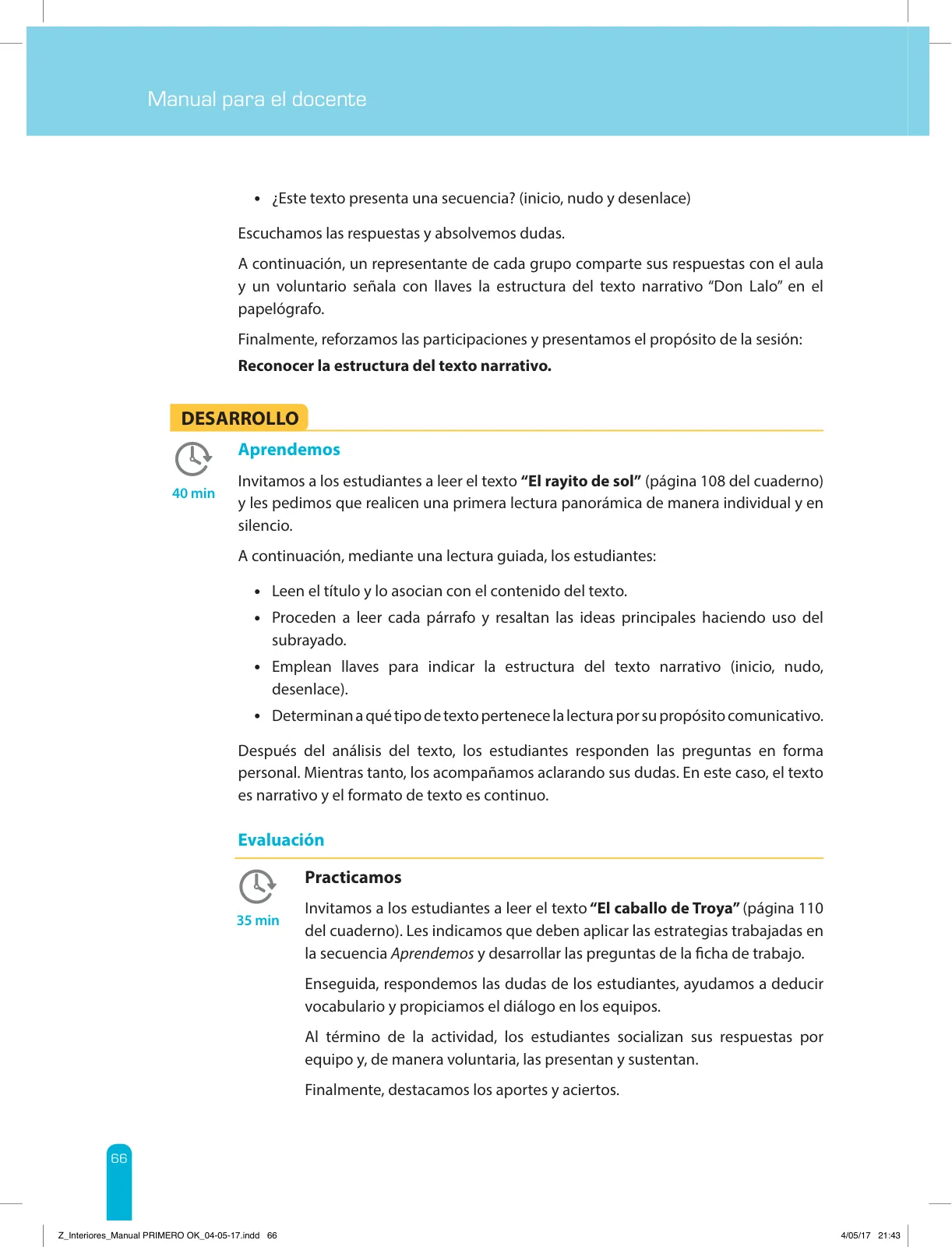 Miniatura página 68 de Comprensión lectora 1 : manual para el docente de primer grado de Secundaria · 2017
