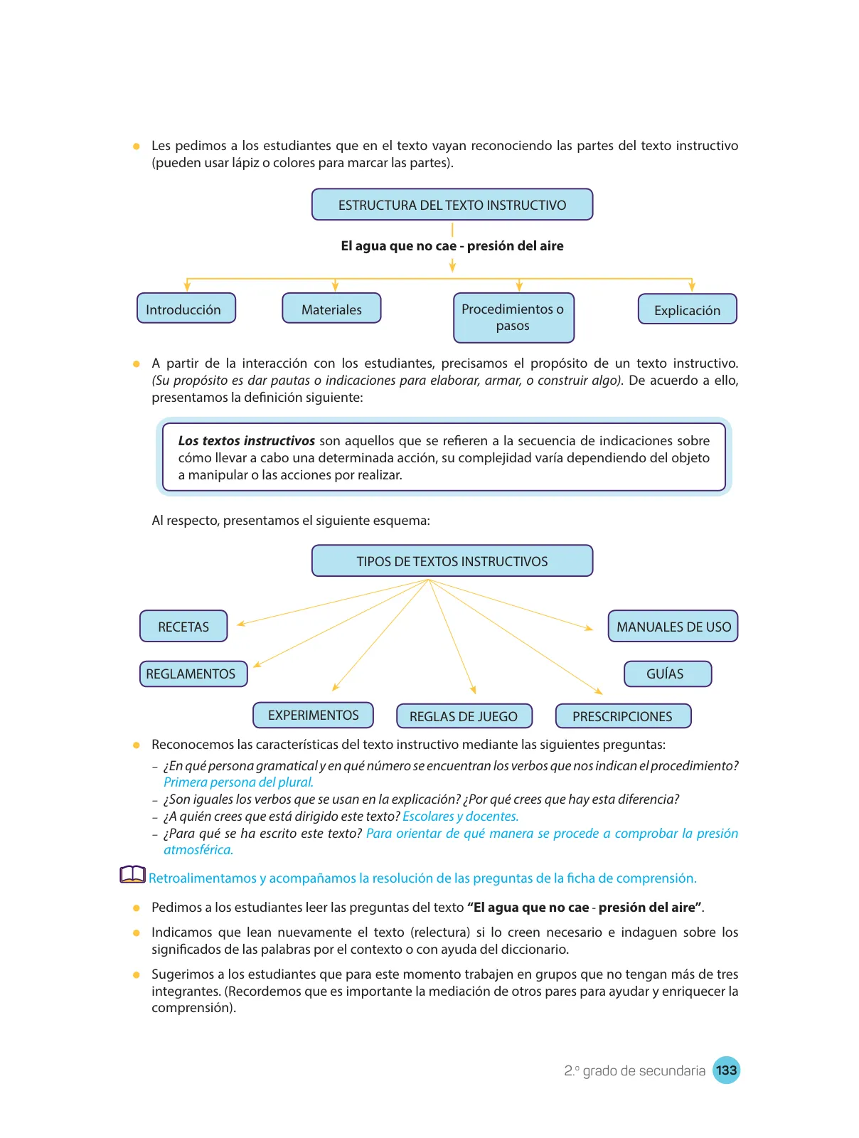 Página 135 de Comprensión lectora : manual para el docente de segundo grado de Secundaria 2018 · 2018