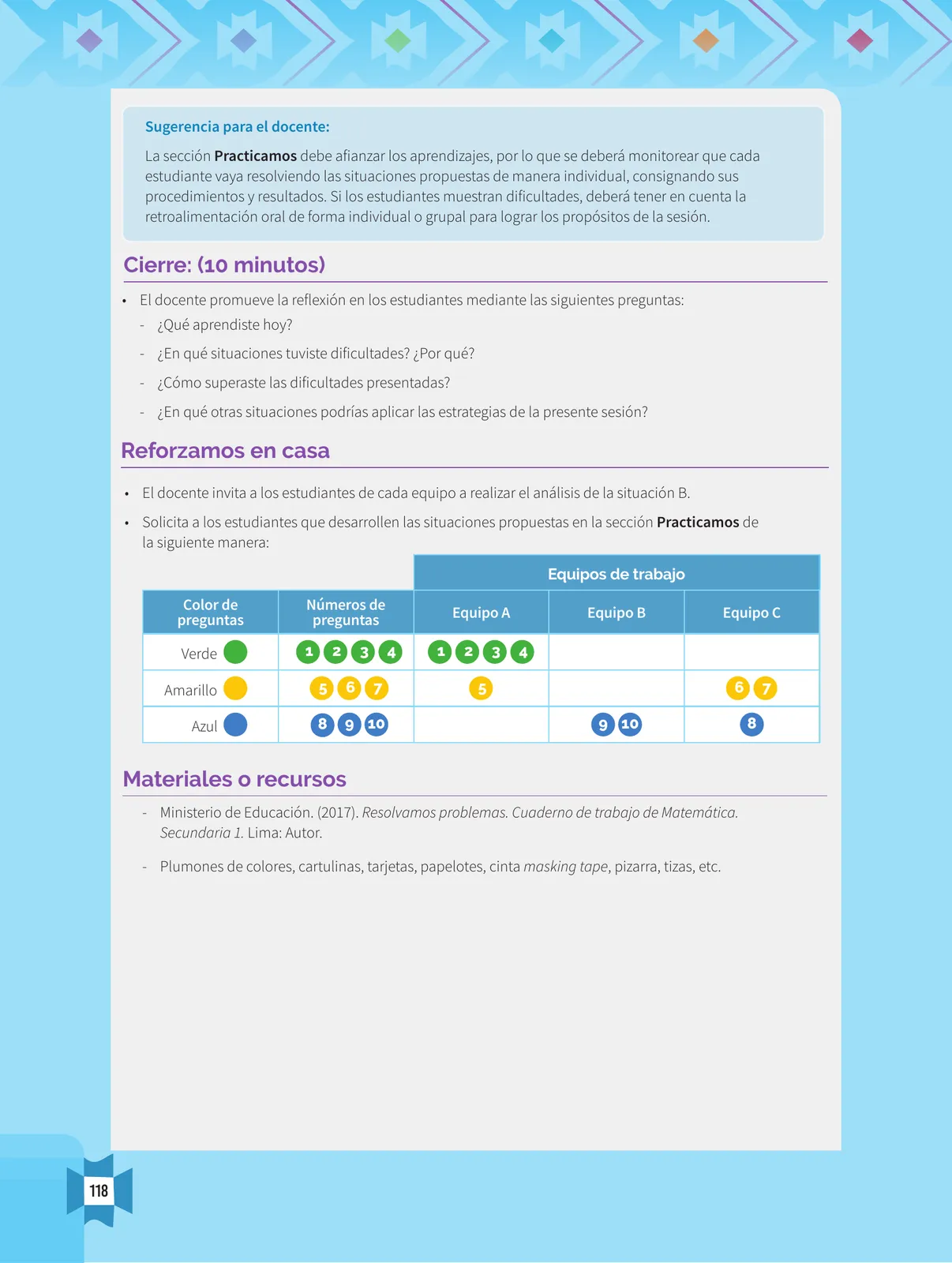 Página 120 de Resolvamos problemas 1 : manual para el docente 2018 · 2018
