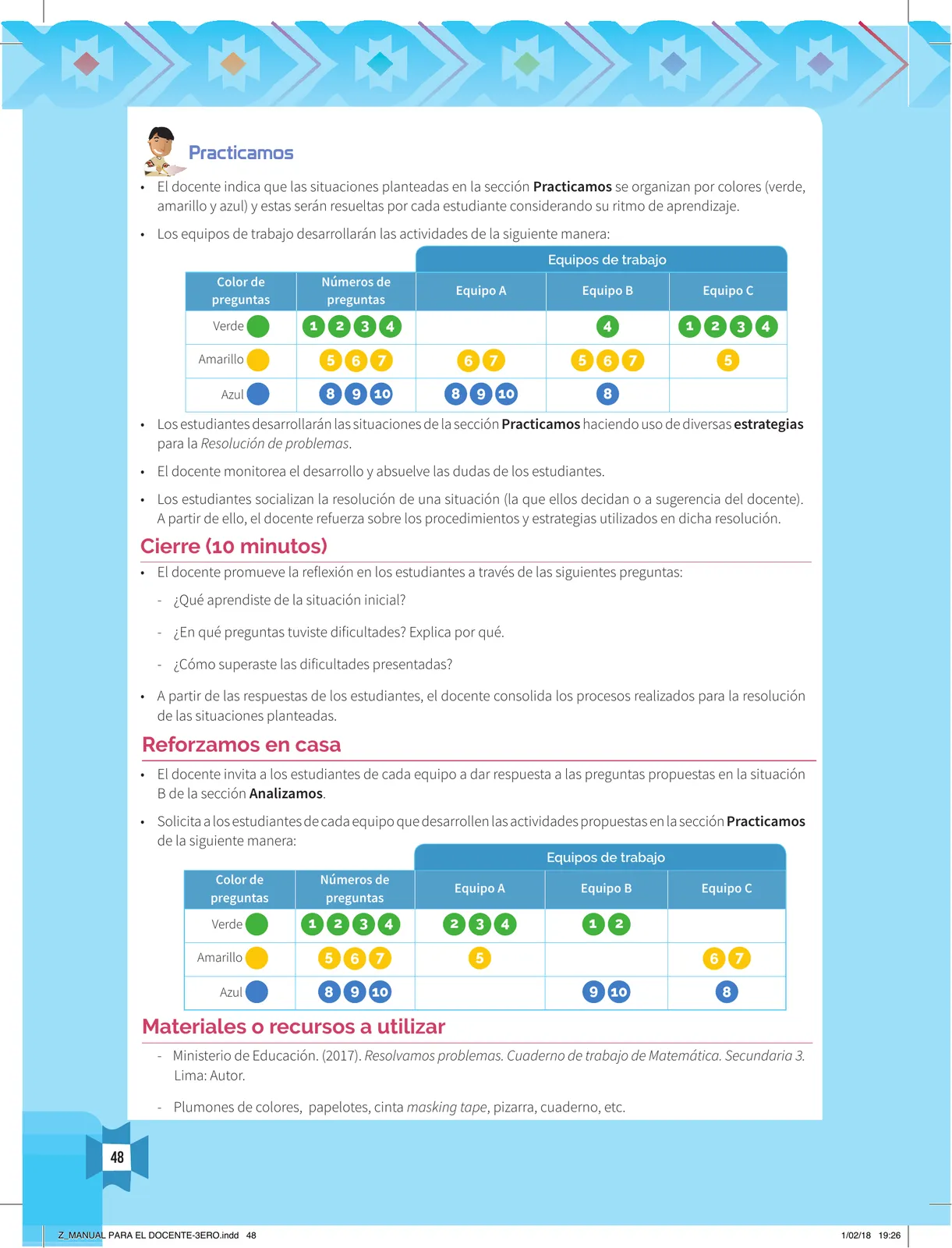 Página 50 de Resolvamos problemas 3 : manual para el docente 2018 · 2018