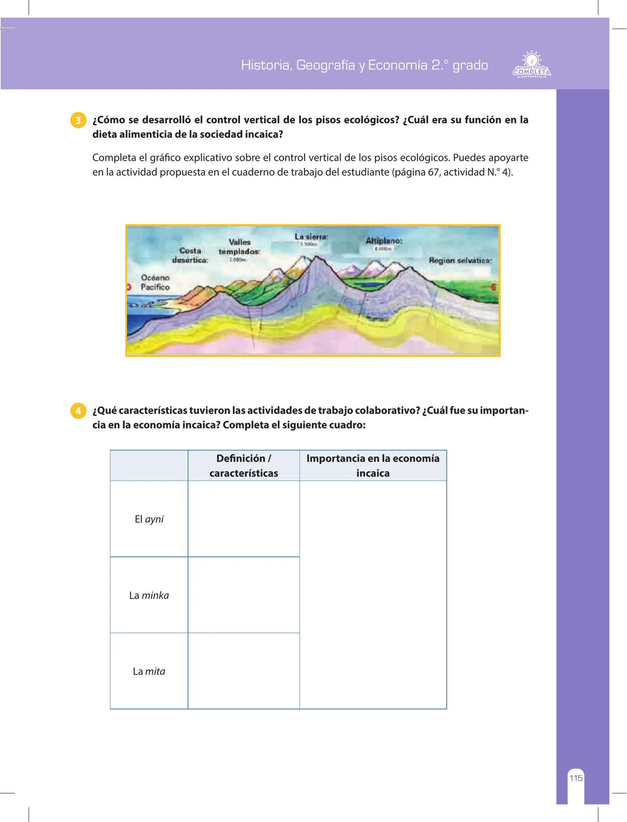 Miniatura página 115 de Historia, Geografía y Economía 2 : cuaderno de reforzamiento pedagógico - JEC ﻿ · 2016
