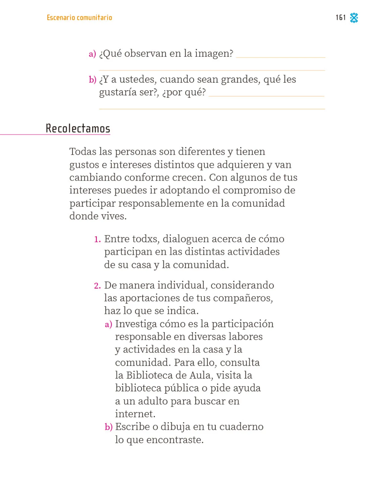 Página 162 de Proyectos Comunitarios. Libro de Educación Primaria Grado 1° Ciclo Escolar 2025 - 2026