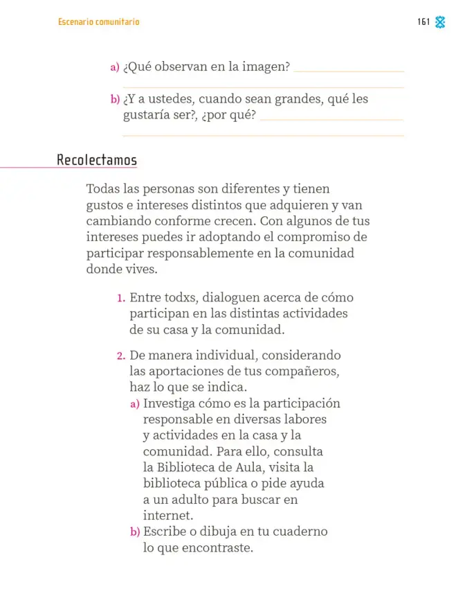 Página 162 de Proyectos Comunitarios. Libro de Educación Primaria Grado 1° Ciclo Escolar 2025 - 2026