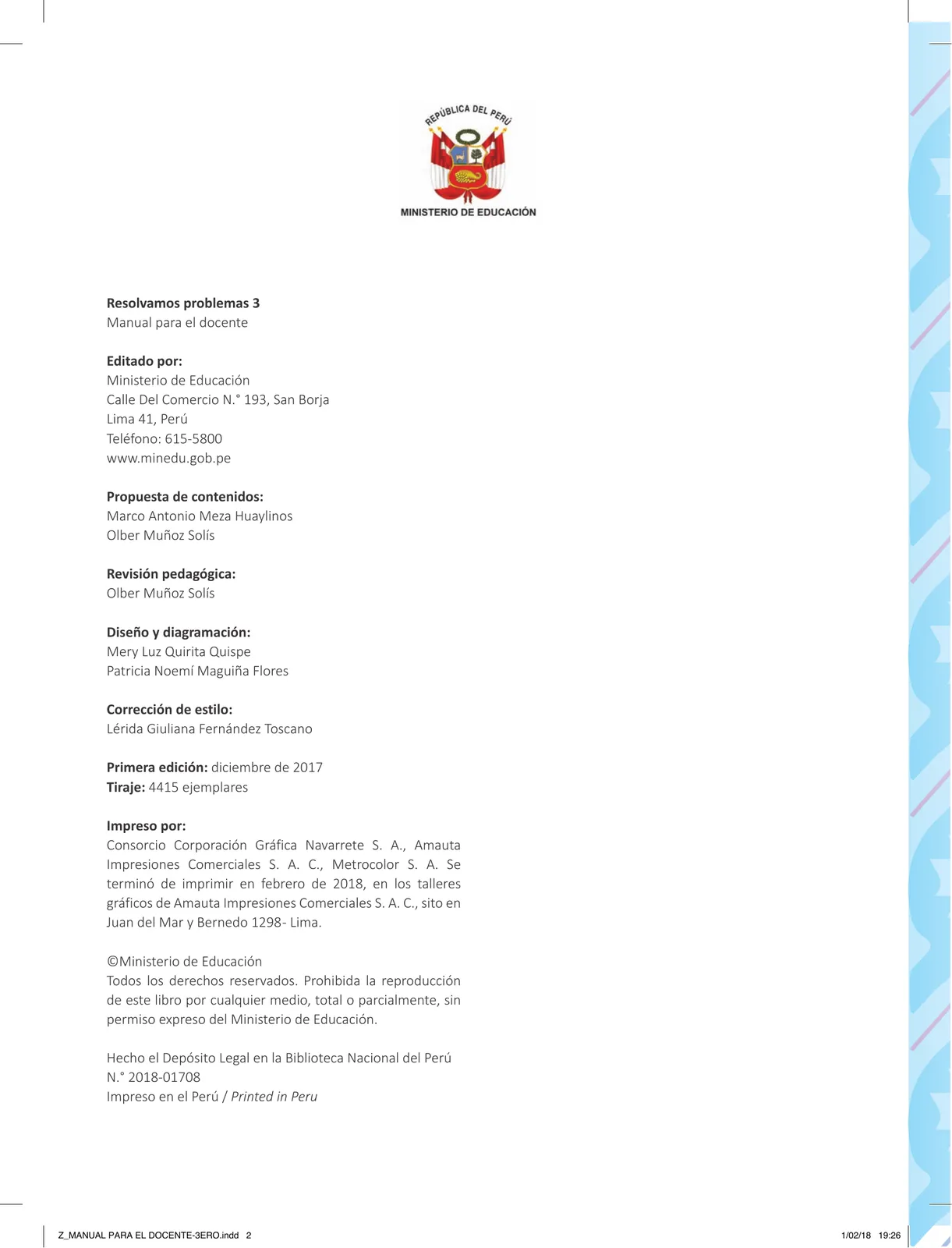 Miniatura página 4 de Resolvamos problemas 3 : manual para el docente 2018 · 2018