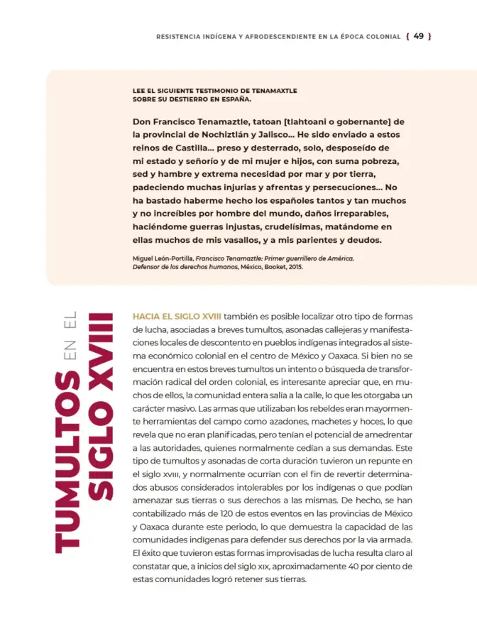 Página 50 de Historia del pueblo mexicano. Multigrado Libro de Educación Telesecundaria Grado 1° Ciclo Escolar 2025 - 2026