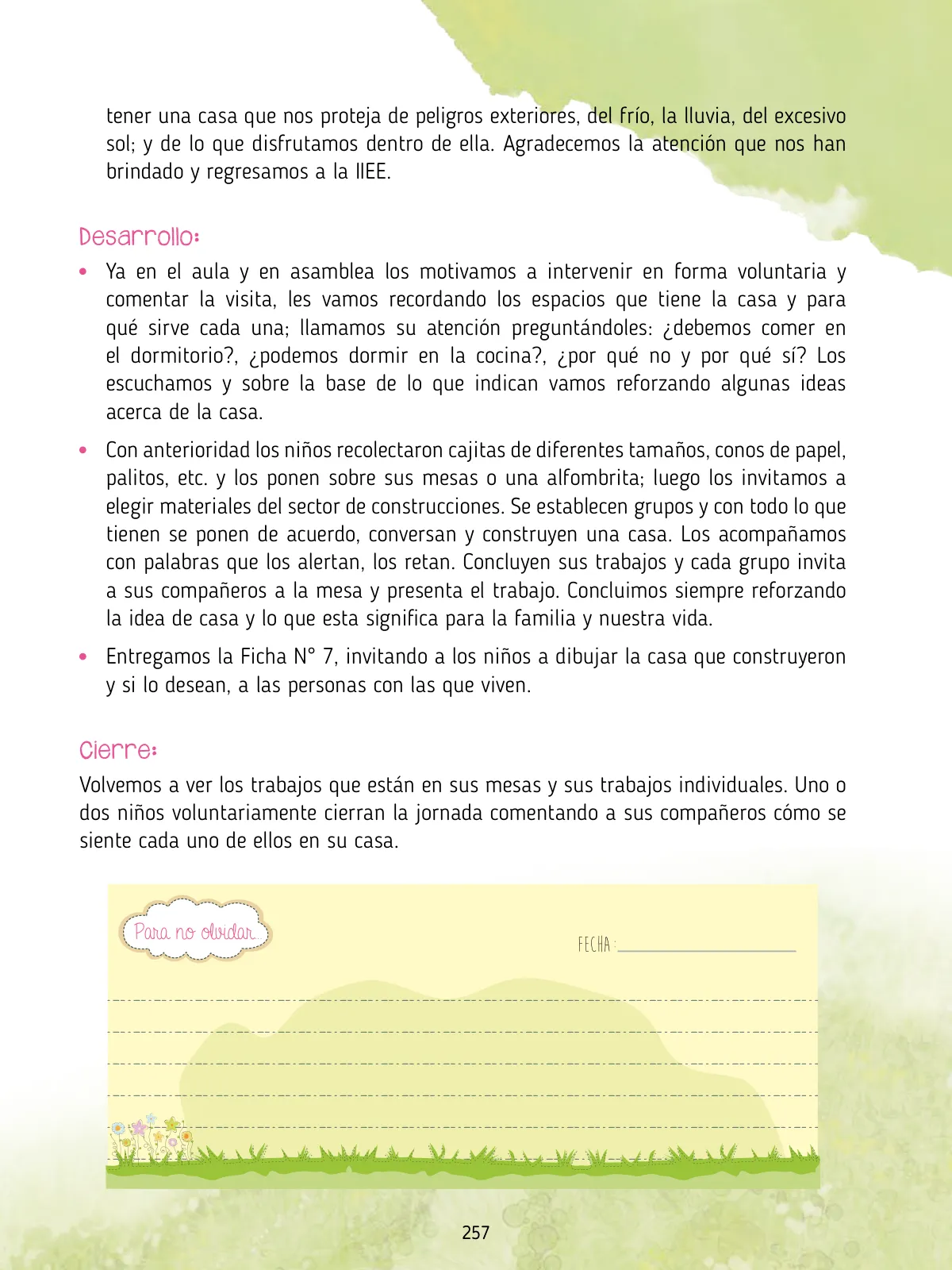 Página 259 de Agenda pedagógica 2017-2018 para docentes de II Ciclo de Instituciones de nivel de Educación Inicial · 2017