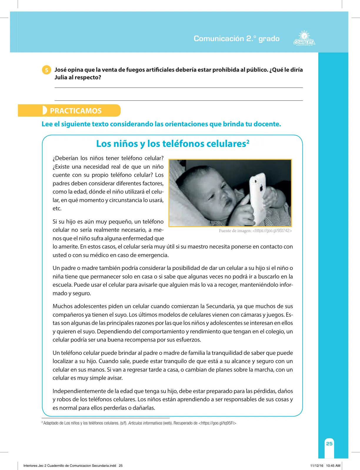 Miniatura página 25 de Comunicación Secundaria 2. Cuaderno de reforzamiento pedagógico - JEC · 2016