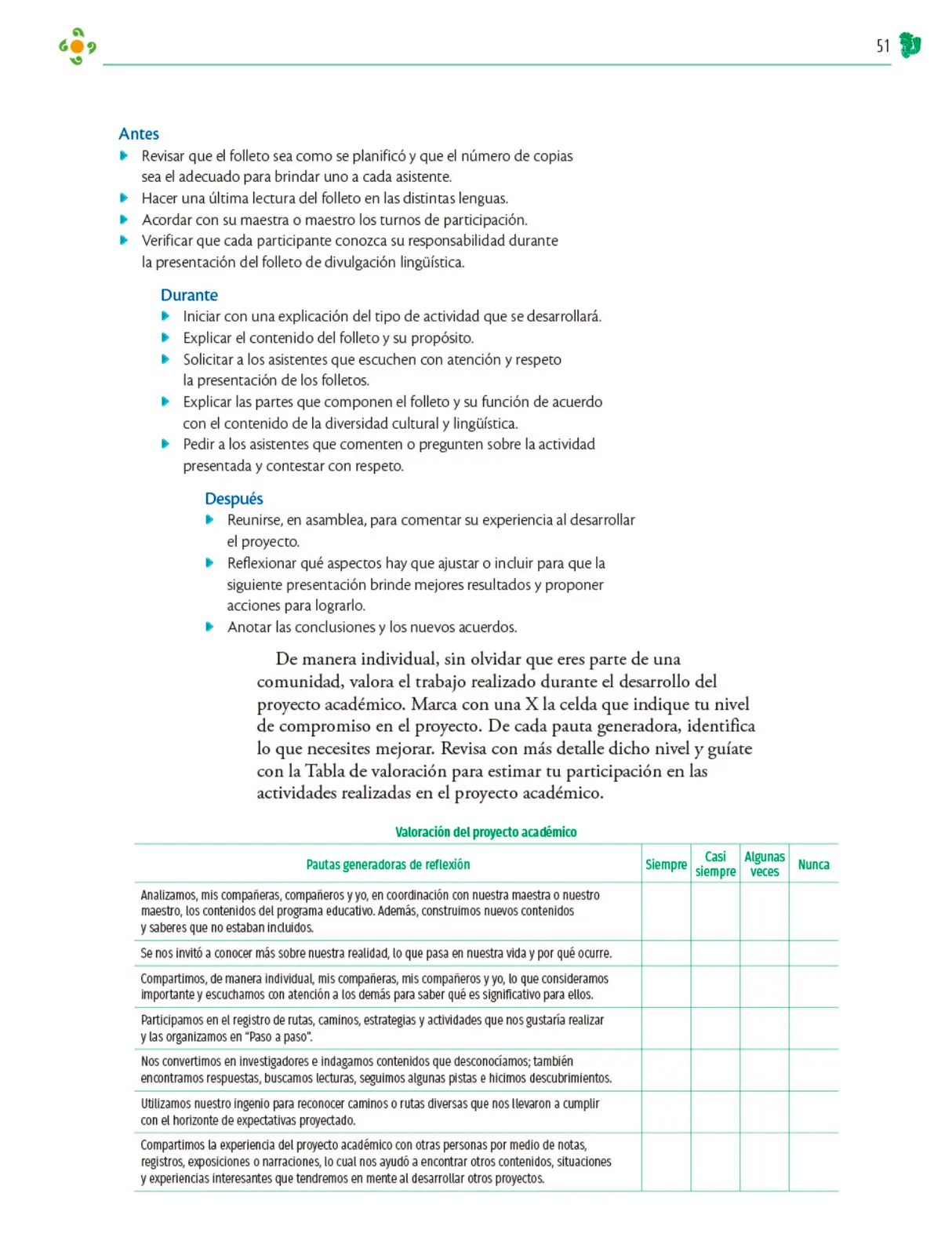Miniatura página 52 de Colección Nanahuatzin. Nuestro libro de Proyectos. Tomo I.   Libro de Educación Telesecundaria Grado 3°  Ciclo Escolar 2025 - 2026