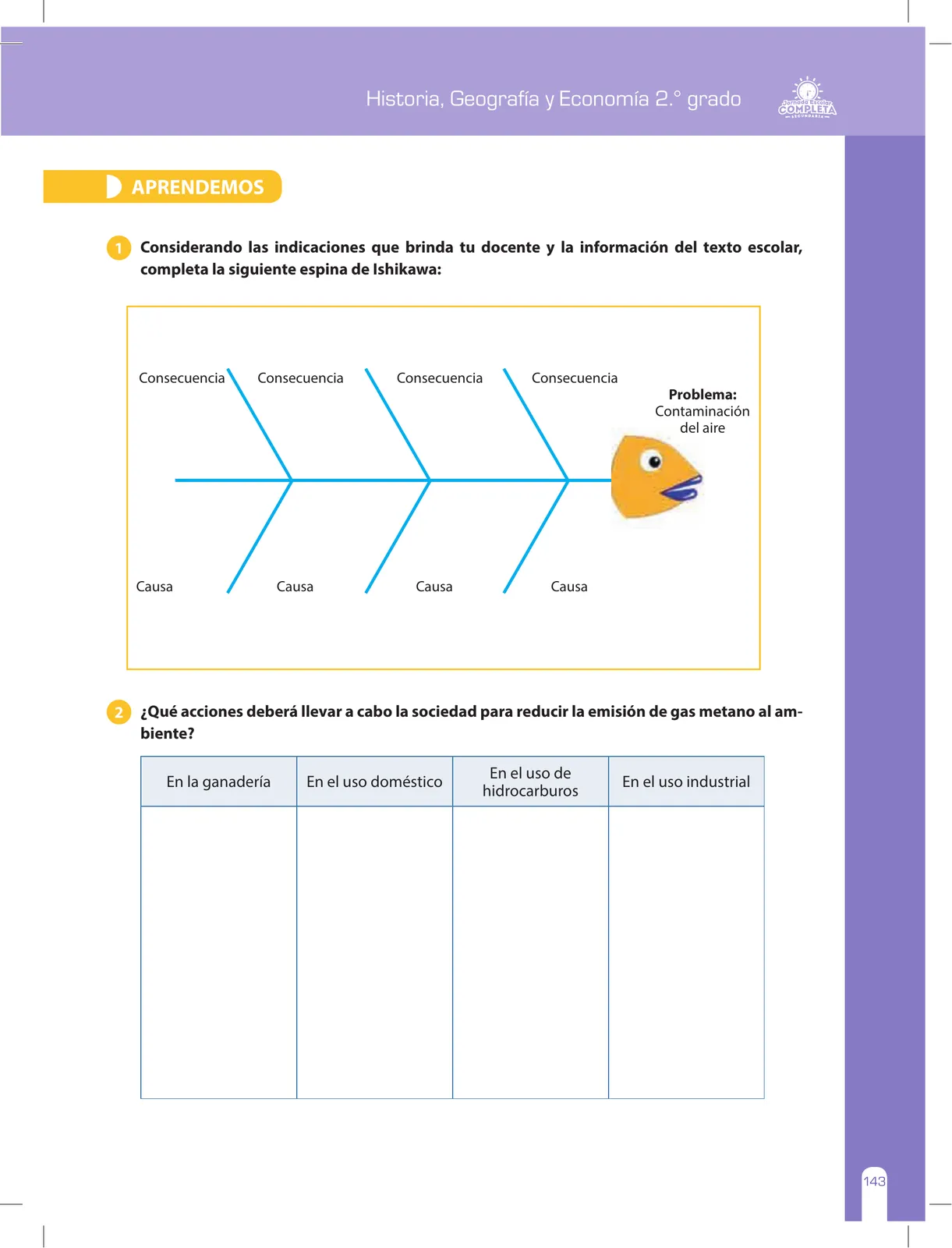 Página 143 de Historia, Geografía y Economía 2 : cuaderno de reforzamiento pedagógico - JEC · 2016