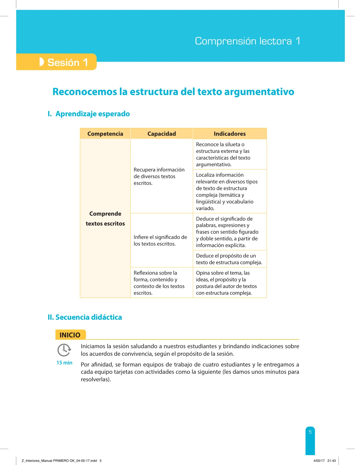 Miniatura página 7 de Comprensión lectora 1 : manual para el docente de primer grado de Secundaria · 2017