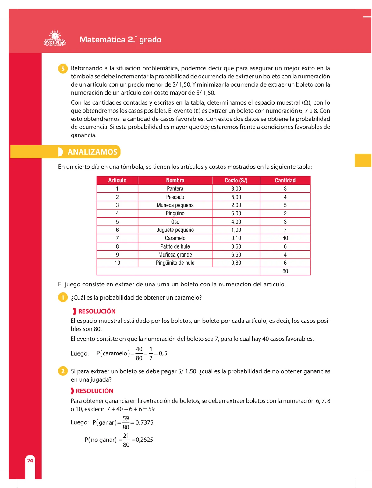 Página 74 de Matemática 2 : cuaderno de reforzamiento pedagógico - JEC · 2016