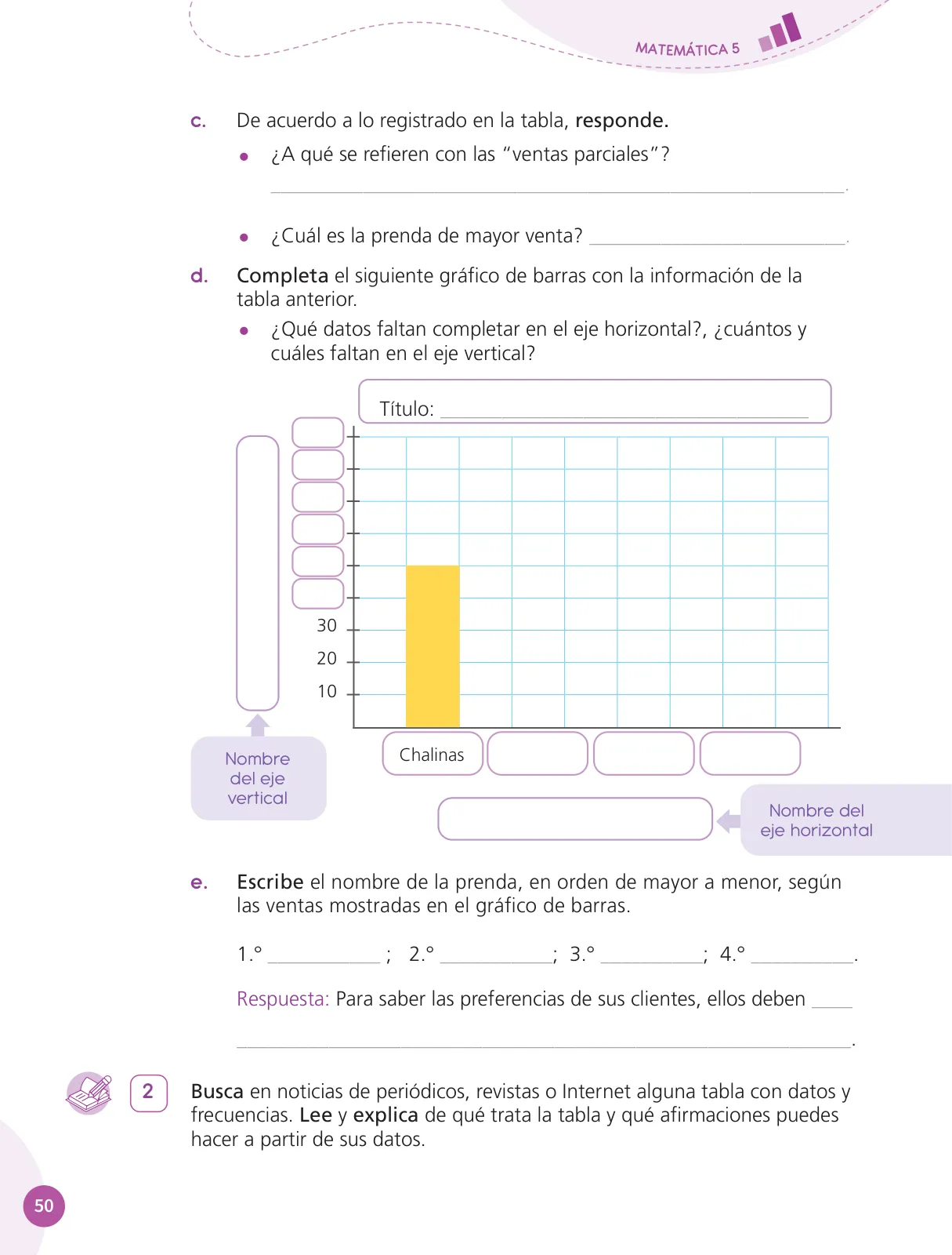 Página 52 de Cuadernillo de Matemática 5, quinto grado de Primaria · 2023