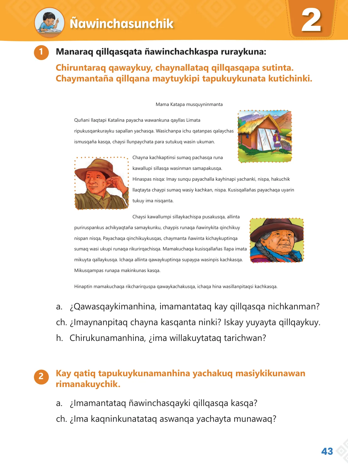 Miniatura página 45 de Ñawinchana Maytu 3 Quechua - Chanka. Texto de Comunicación del 3 ° Primaria - Quechua Chanka · 2023