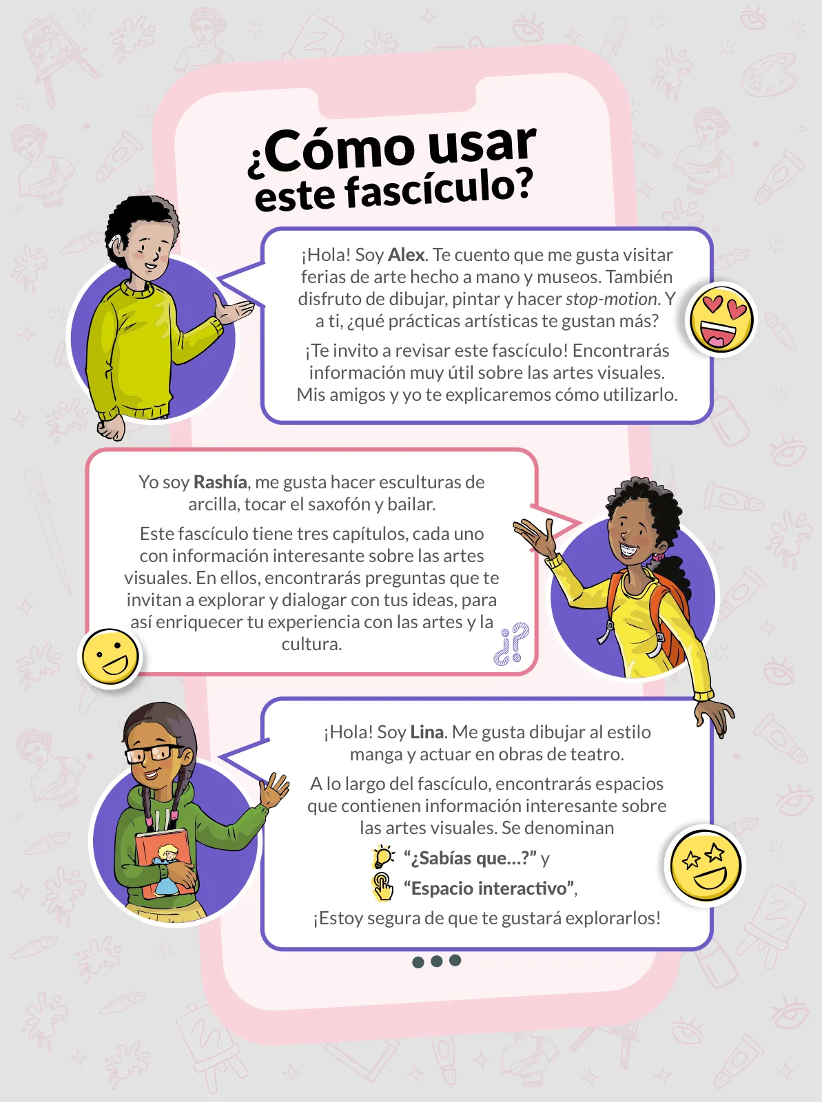 Página 8 de Aprendemos a través del lenguaje de las artes visuales Fascículo 1 para estudiantes de Educación Secundaria · 2024