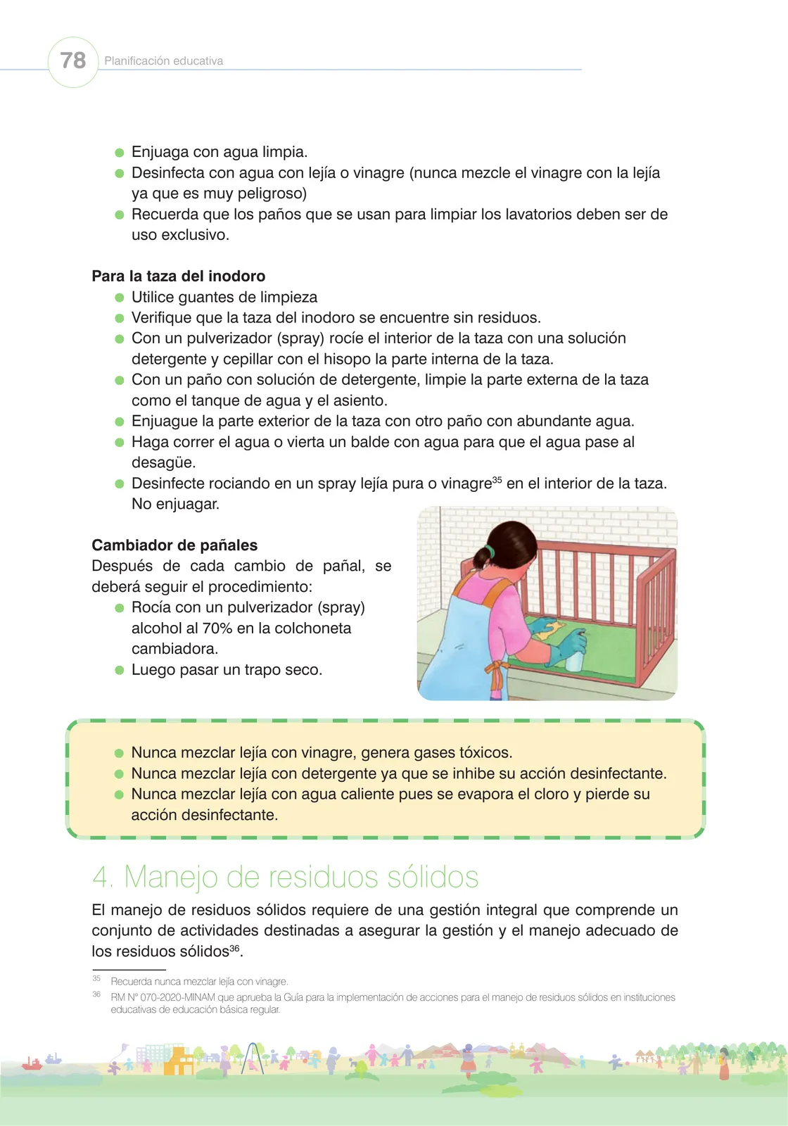 Página 80 de Orientaciones para el funcionamiento de las cunas y cunas jardín que brindan el servicio de educación y cuidado diurno con atención integral para niñas y niños de 12 a 36 meses : guía del servicio y protocolos · 2024
