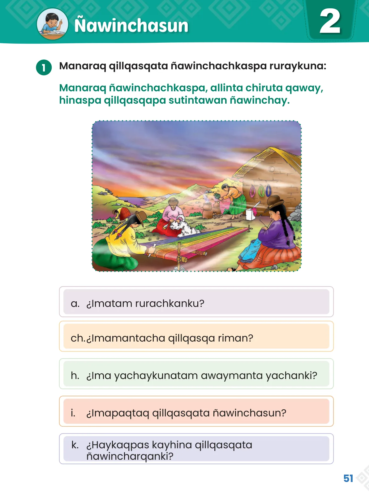 Página 53 de Ñawinchana Maytu 2 Quechua - Chanka. Texto de Comunicación del 2° Primaria - Quechua Chanka · 2023