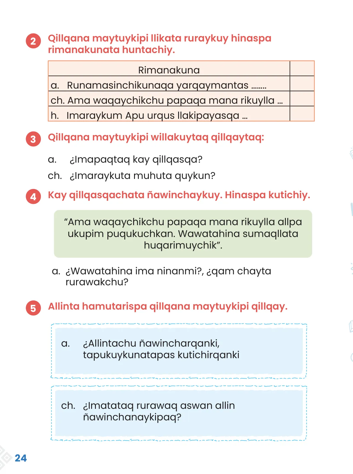Miniatura página 26 de Ñawinchana Maytu 2 Quechua - Chanka. Texto de Comunicación del 2° Primaria - Quechua Chanka · 2023