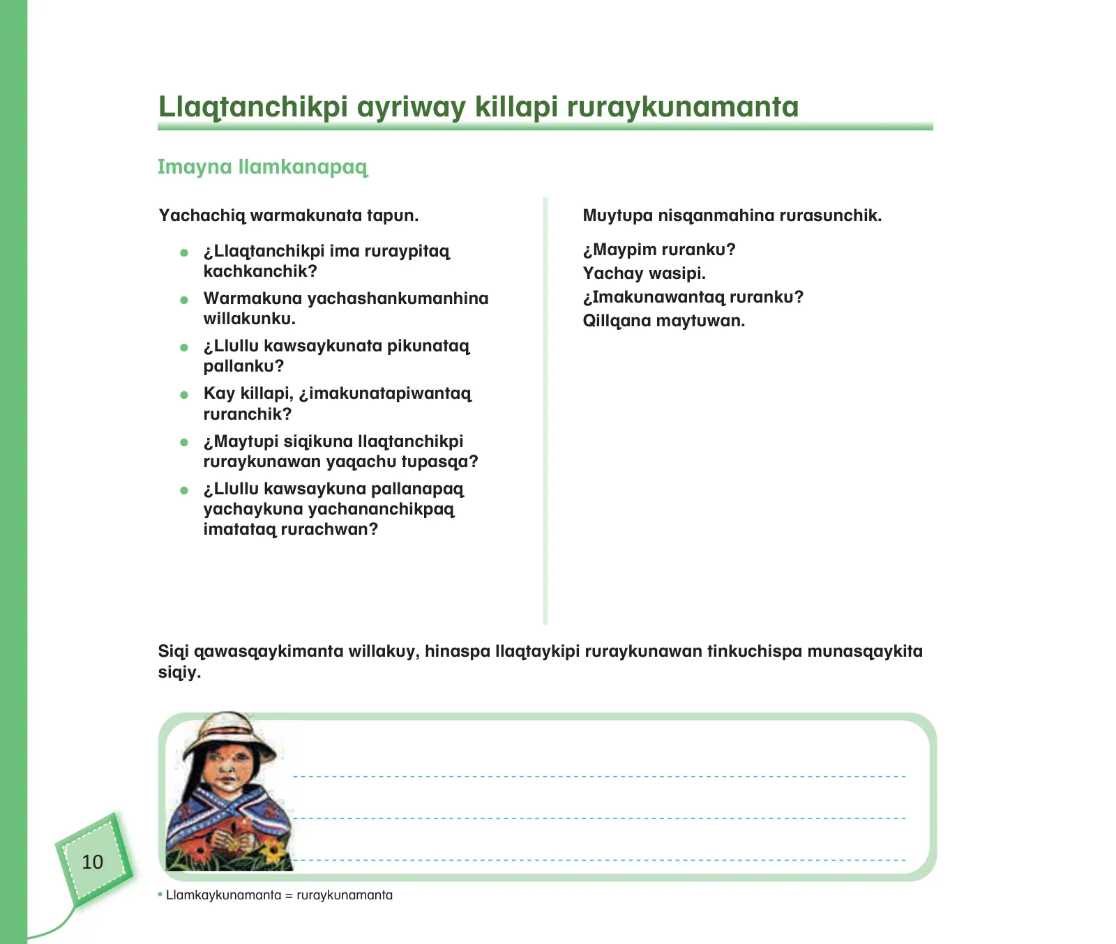 Página 12 de Kuska yachasunchik : cuaderno de trabajo y folder - inicial 4 años - Quechua chanka · 2020