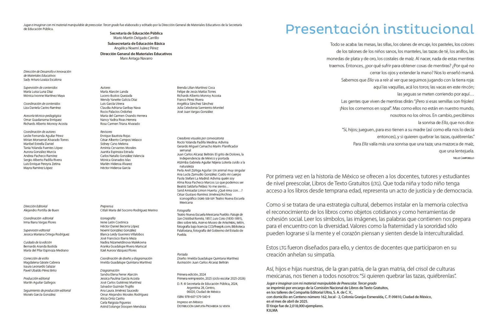 Página 3 de Jugar e imaginar con mi material manipulable de Preescolar. Libro de Educación Preescolar Grado 3° Ciclo Escolar 2025 - 2026