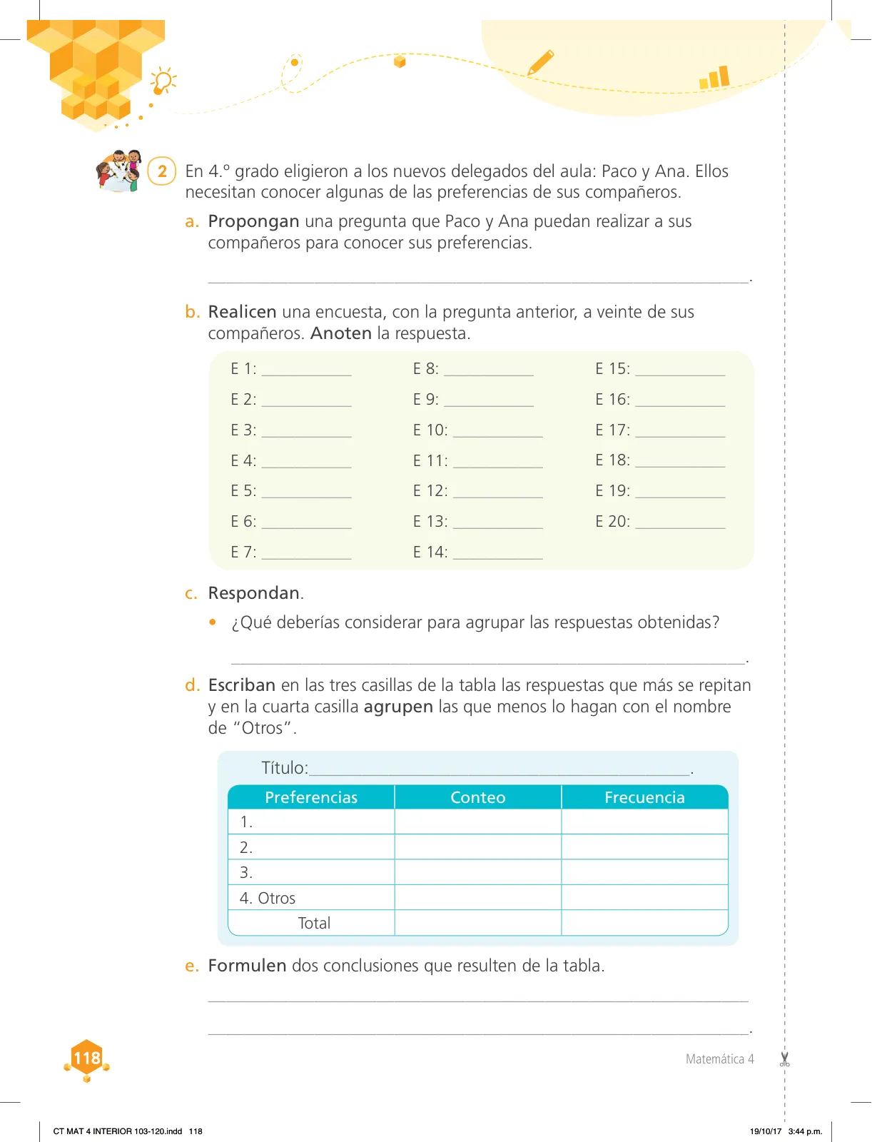 Página 118 de Matemática 4 : cuaderno de trabajo para cuarto grado de Educación Primaria 2018 · 2018