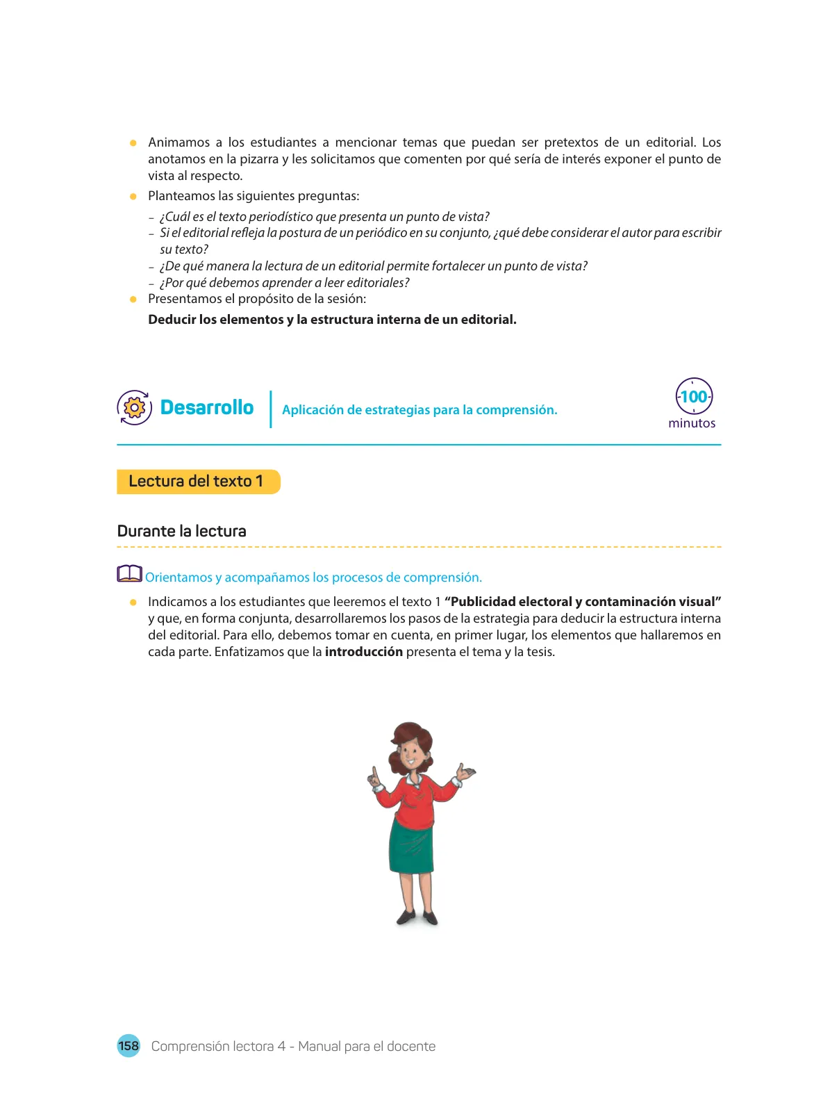 Página 160 de Comprensión lectora : manual para el docente de cuarto grado de Secundaria 2018 · 2018