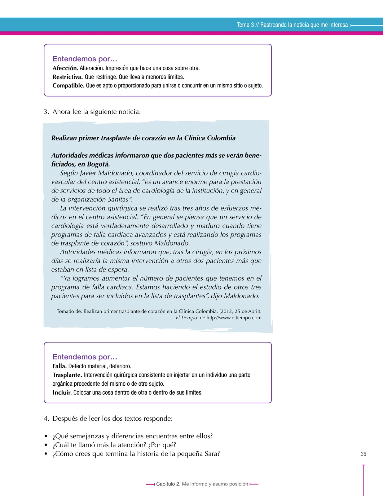 Miniatura página 35 de Lenguaje 9° · Secundaria Activa