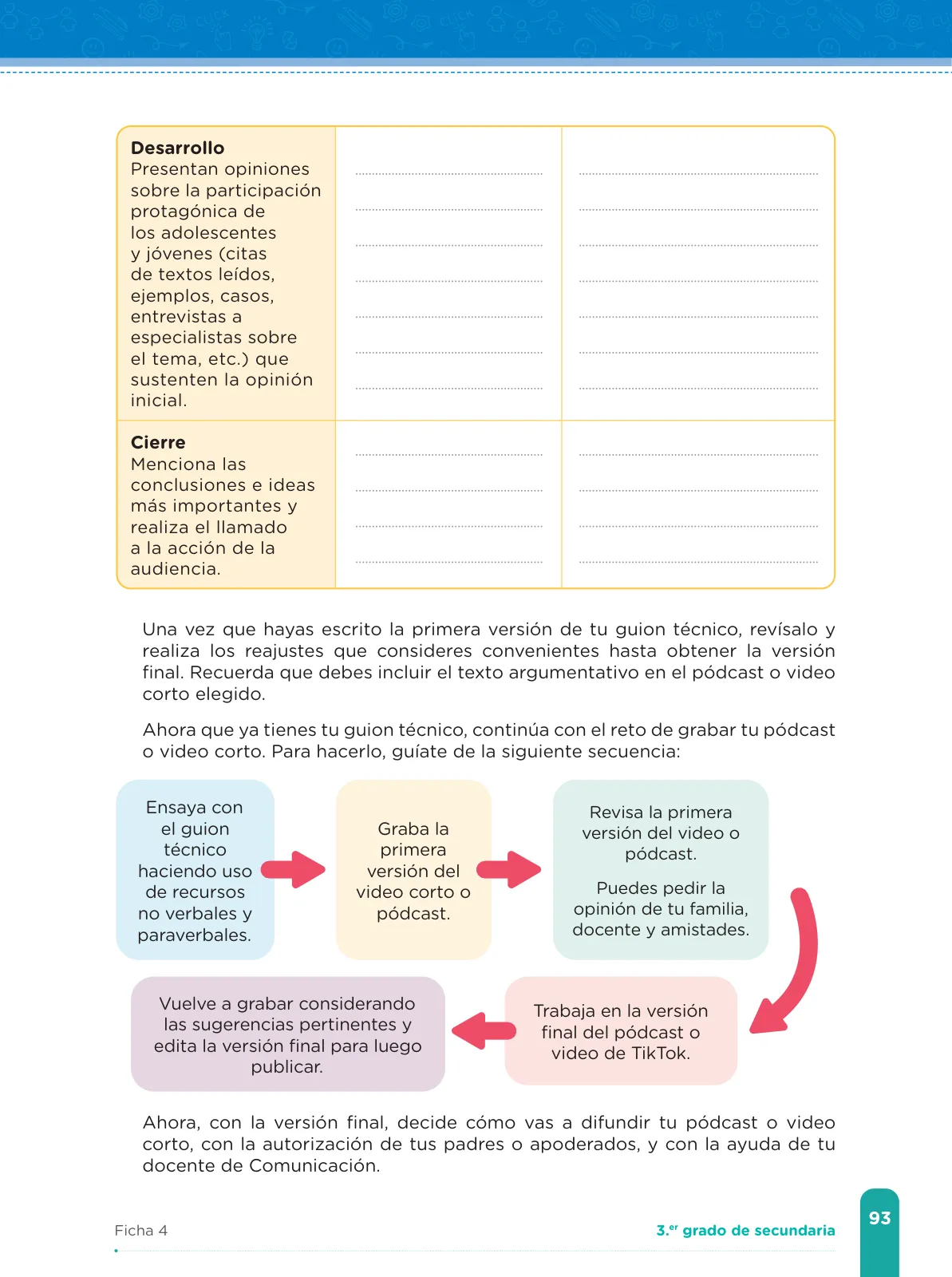 Página 95 de Fichas de aprendizaje de Comunicación 3 · 2024
