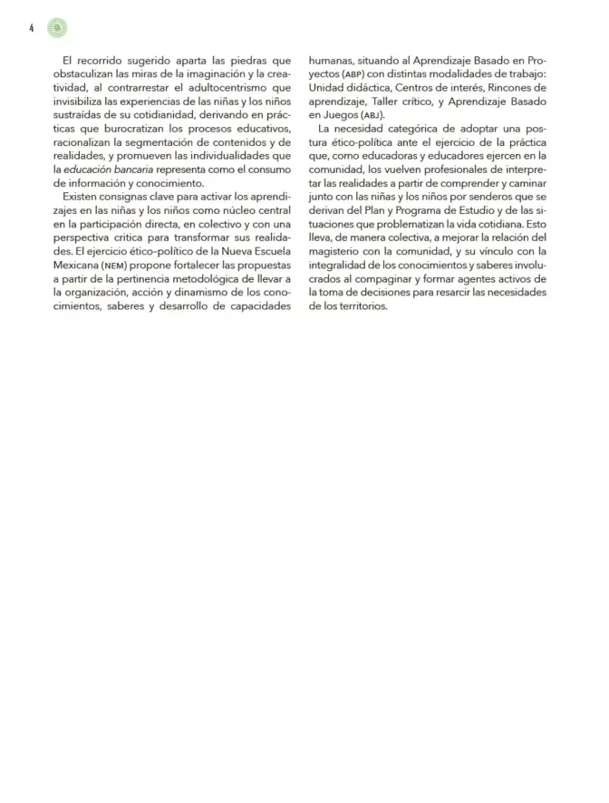 Página 5 de Modalidades de trabajo para la acción transformadora y el codiseño Libro de Educación Preescolar Grado 1°, 2°, 3° Ciclo Escolar 2025 - 2026