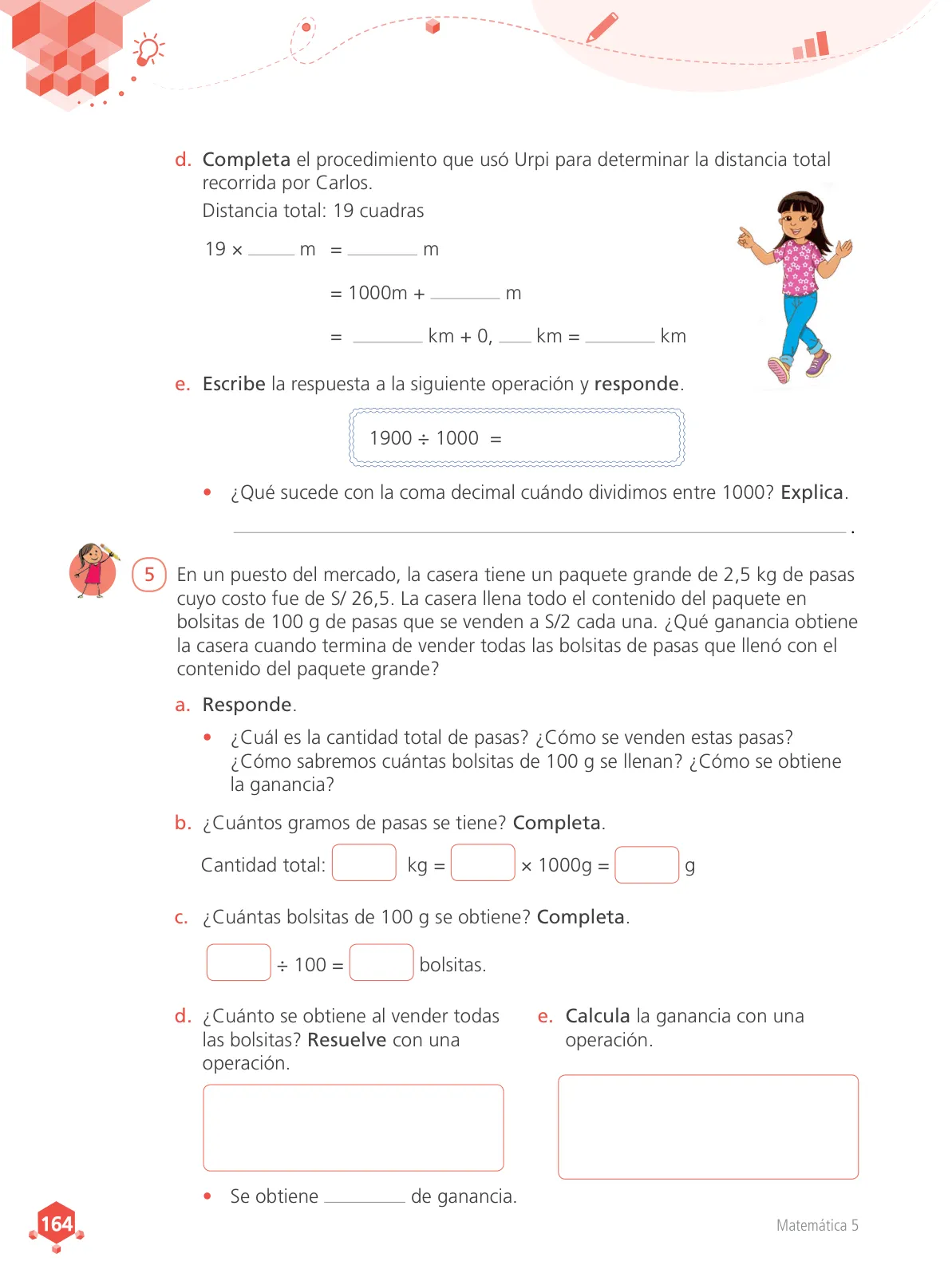 Miniatura página 165 de Matemática 5 : cuaderno de trabajo para quinto grado de Educación Primaria 2018 · 2018