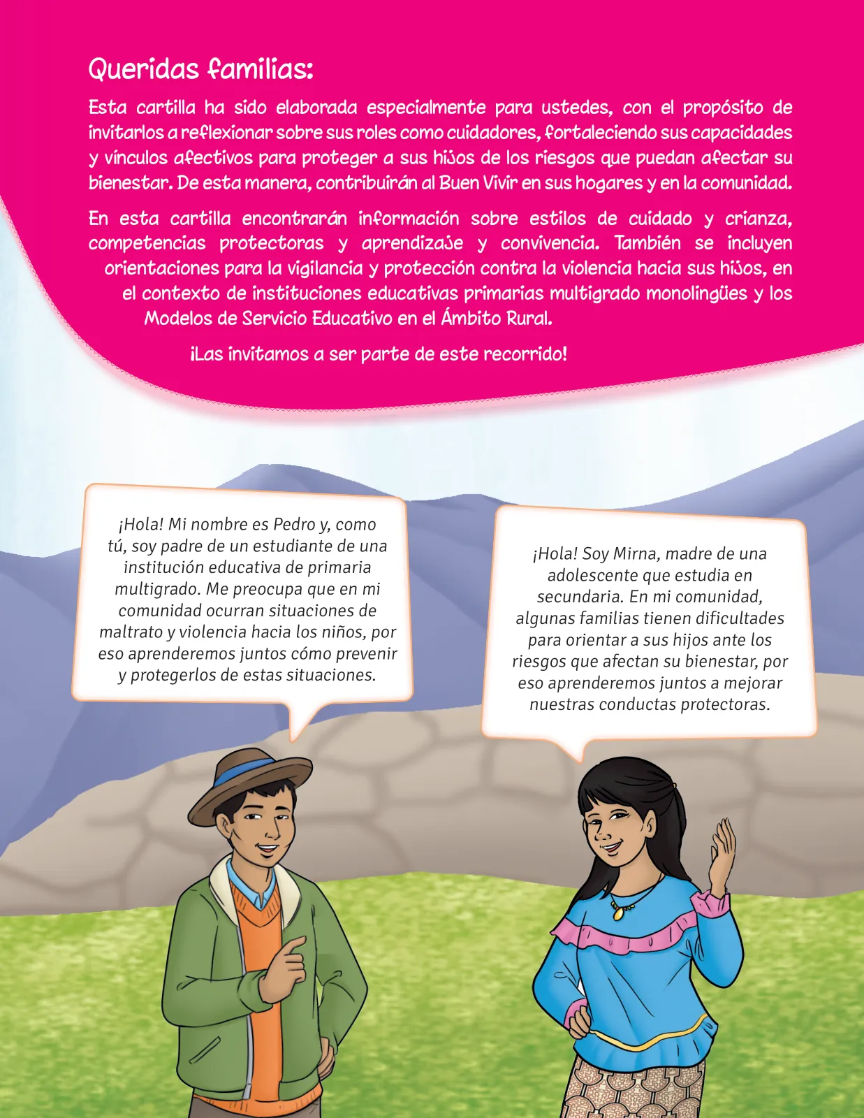 Miniatura página 3 de Cartilla de prevención y protección frente a la violencia para familias : Primaria Multigrado Monolingüe y Modelos de Servicio Educativo en el Ámbito Rural · 2024