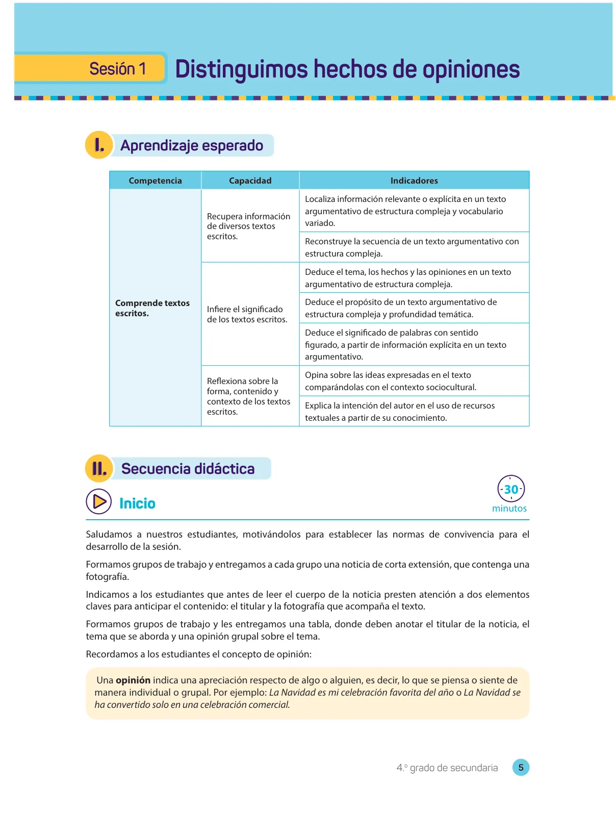 Miniatura página 7 de Comprensión lectora 4 : manual para el docente de cuarto grado de Secundaria · 2017