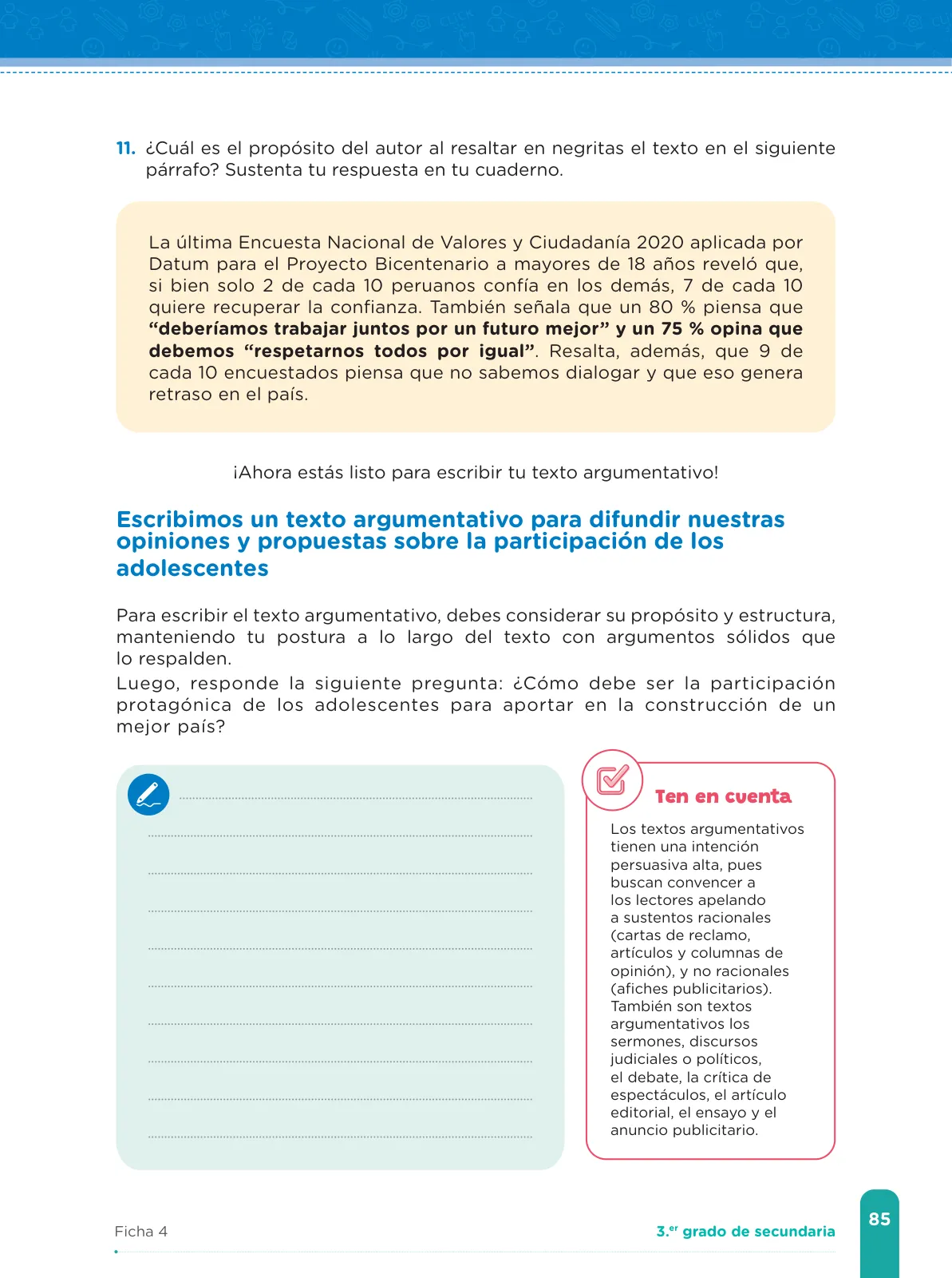 Página 87 de Fichas de aprendizaje de Comunicación 3 · 2024
