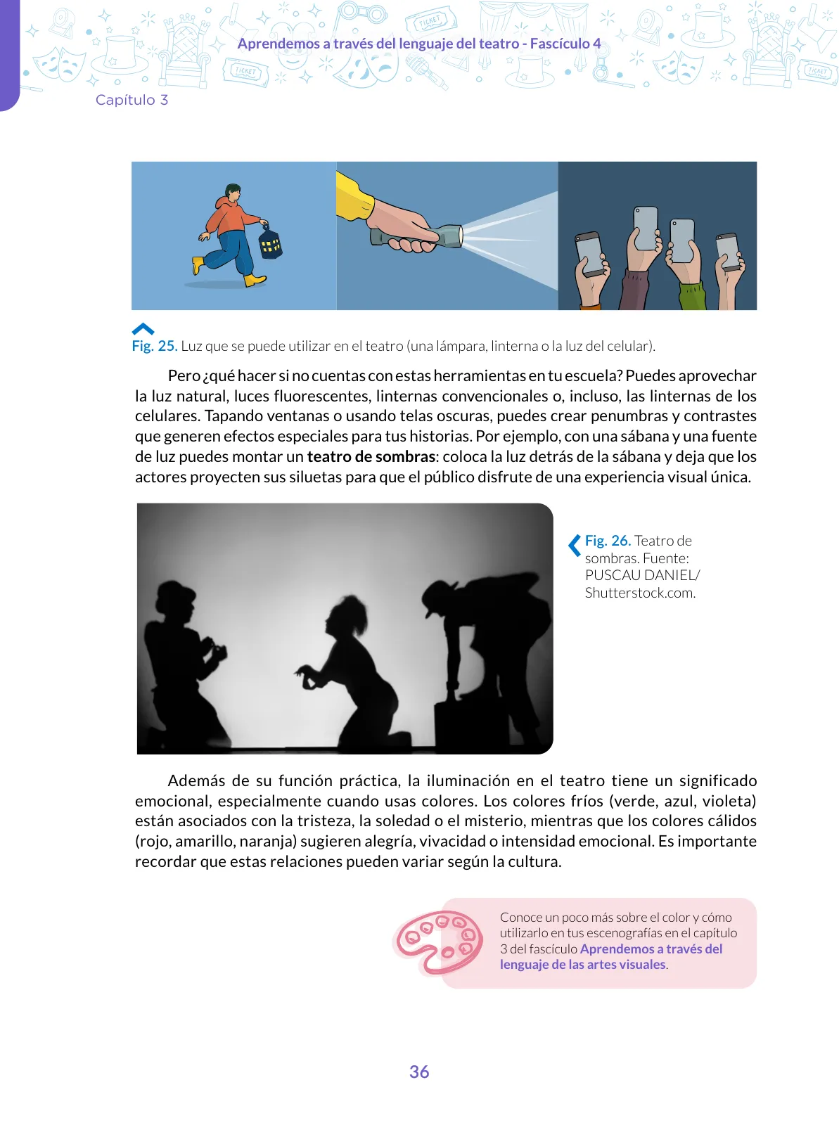Miniatura página 36 de Aprendemos a través del lenguaje del teatro Fascículo 4 para estudiantes de Educación Secundaria · 2024