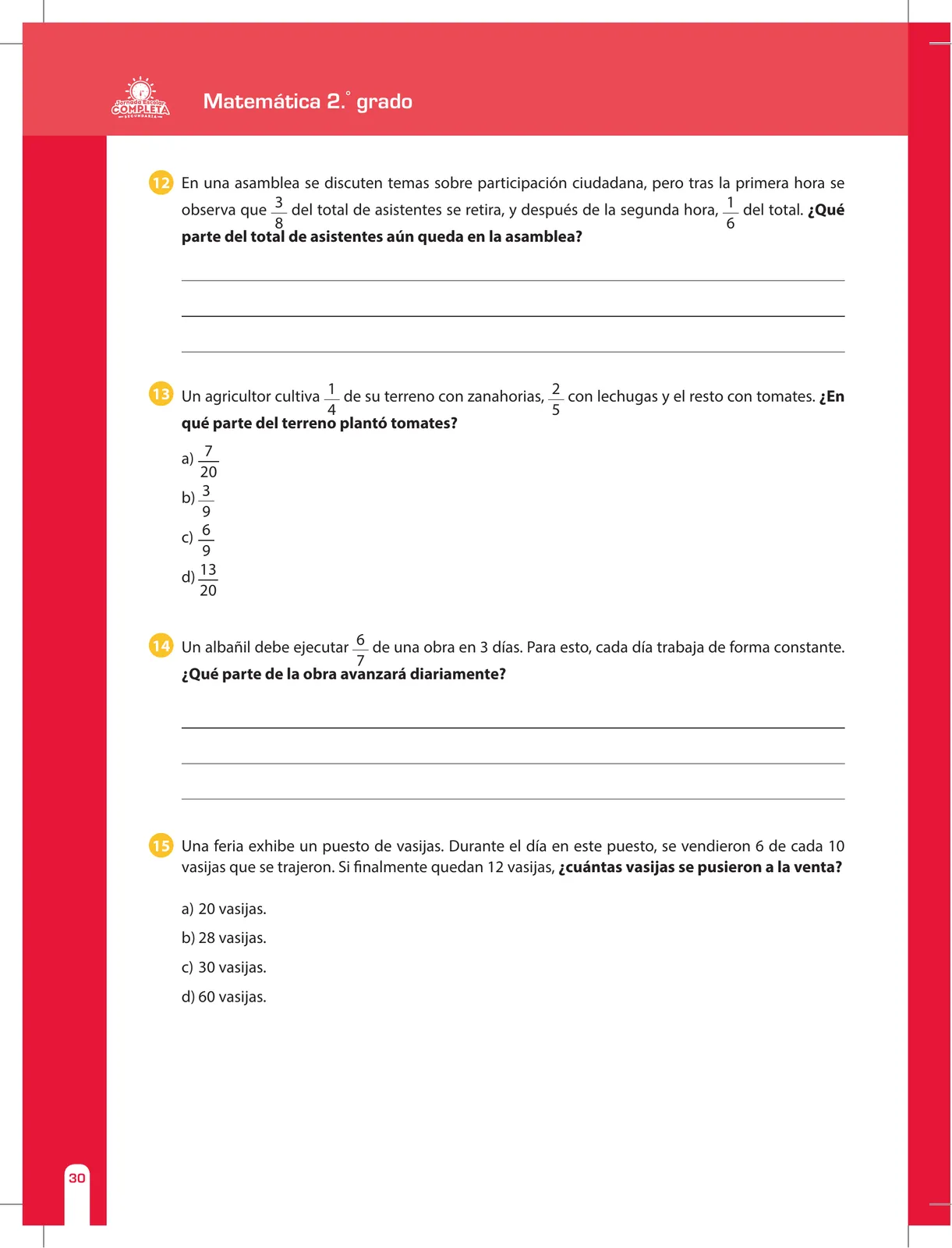 Página 30 de Matemática 2 : cuaderno de reforzamiento pedagógico - JEC · 2016