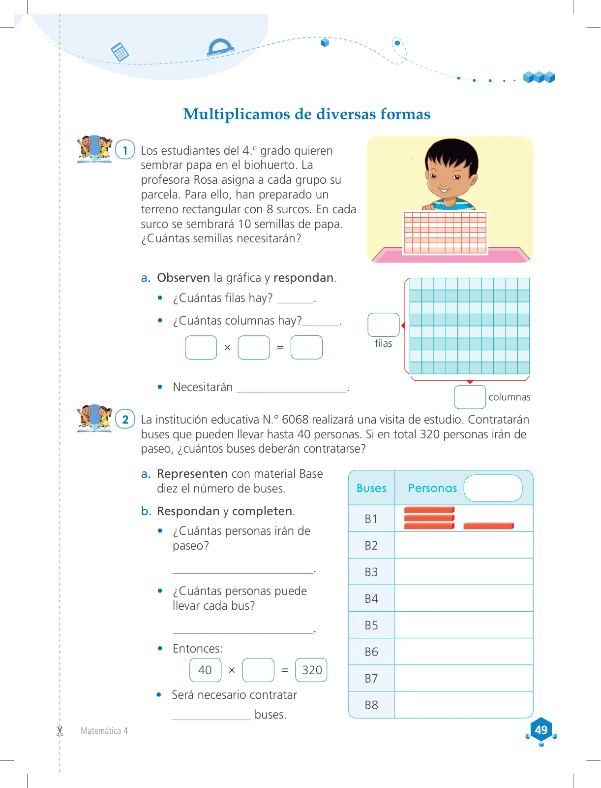 Página 49 de Matemática 4 : cuaderno de trabajo para cuarto grado de Educación Primaria 2018 · 2018